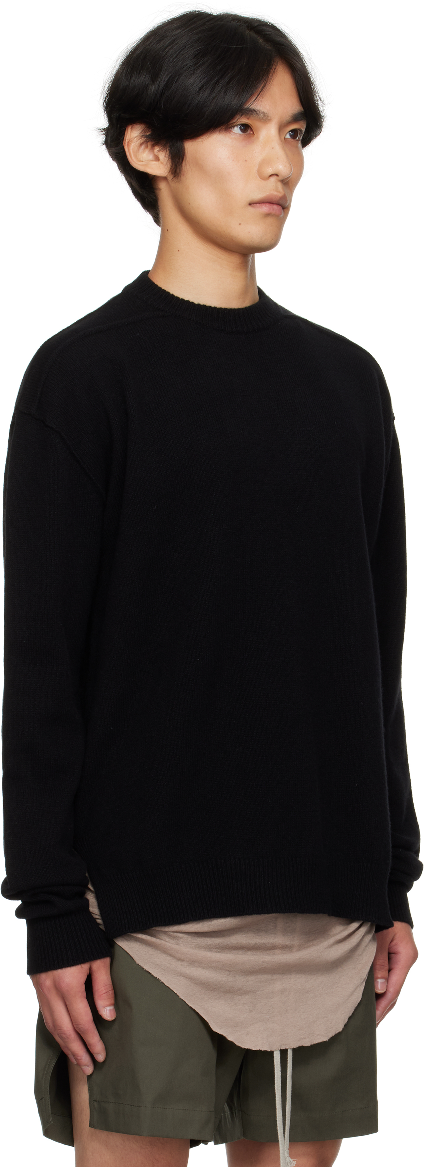Rick Owens Black Concordians Round Neck Sweater In Black