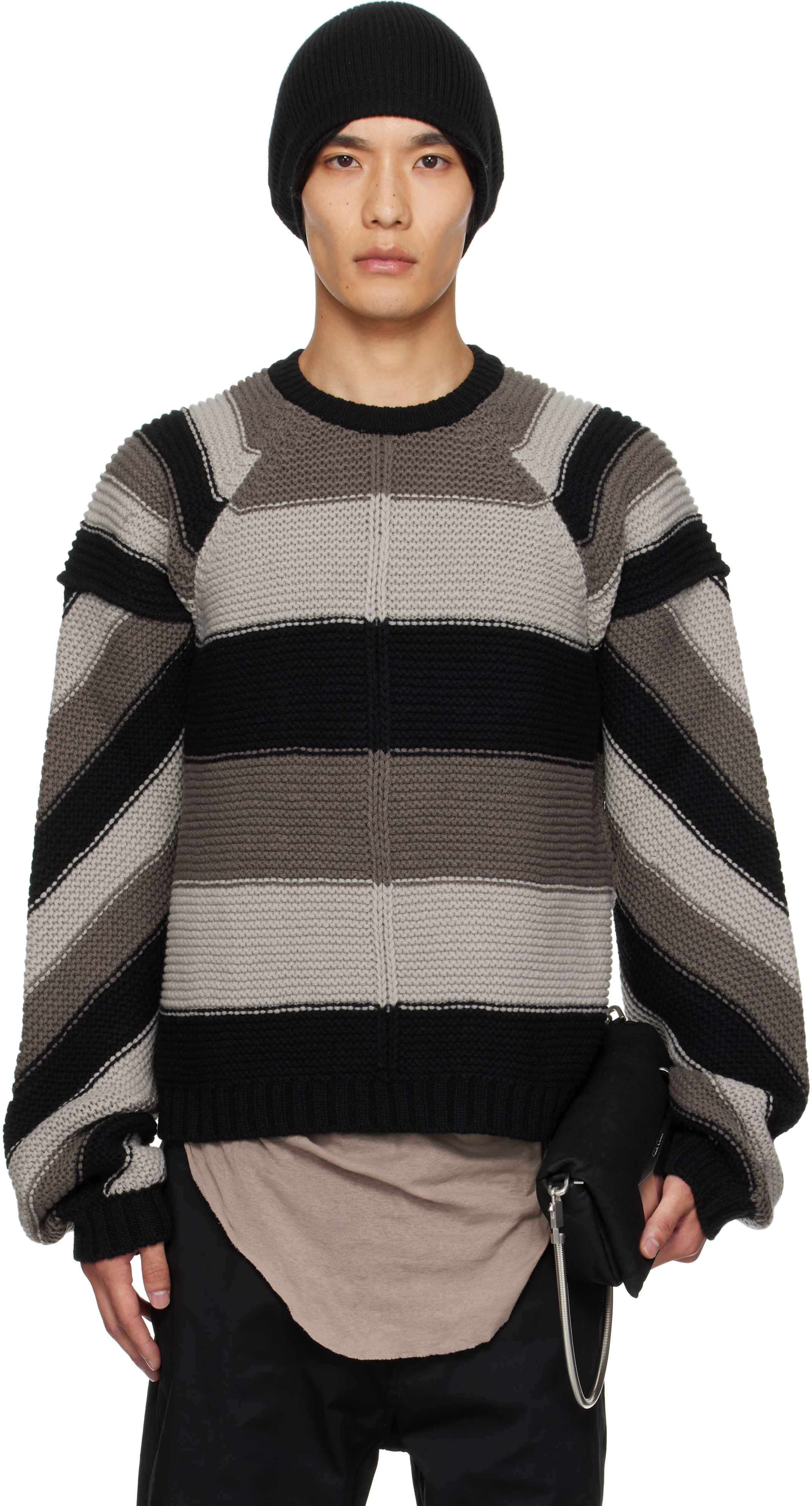 Rick Owens Gray & Black Concordians Pitti Sweater