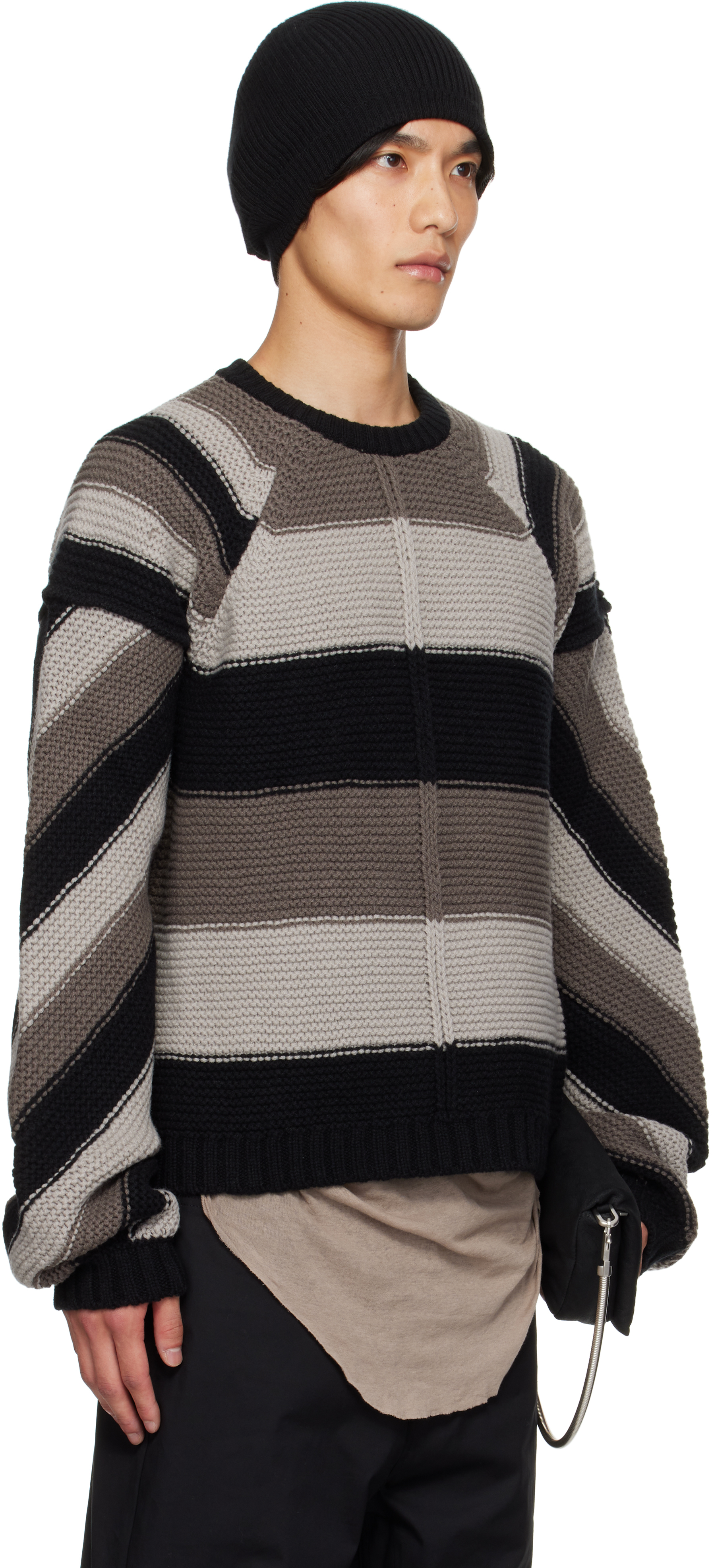Rick Owens Gray & Black Concordians Pitti Sweater