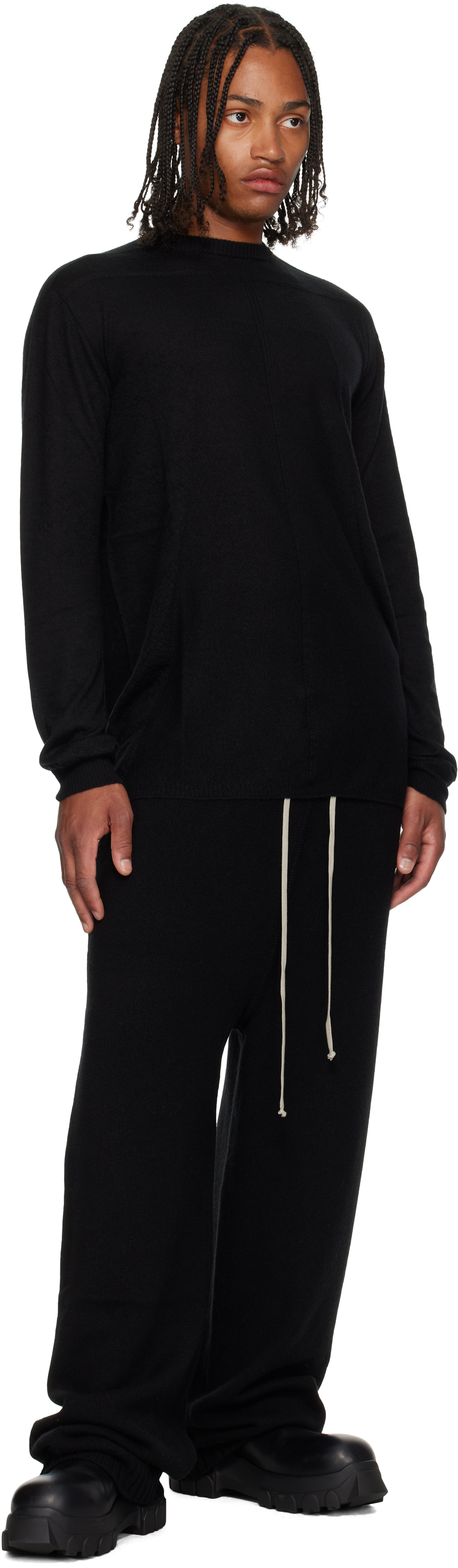 Rick Owens Black Concordians Oversized Level Sweater In Black
