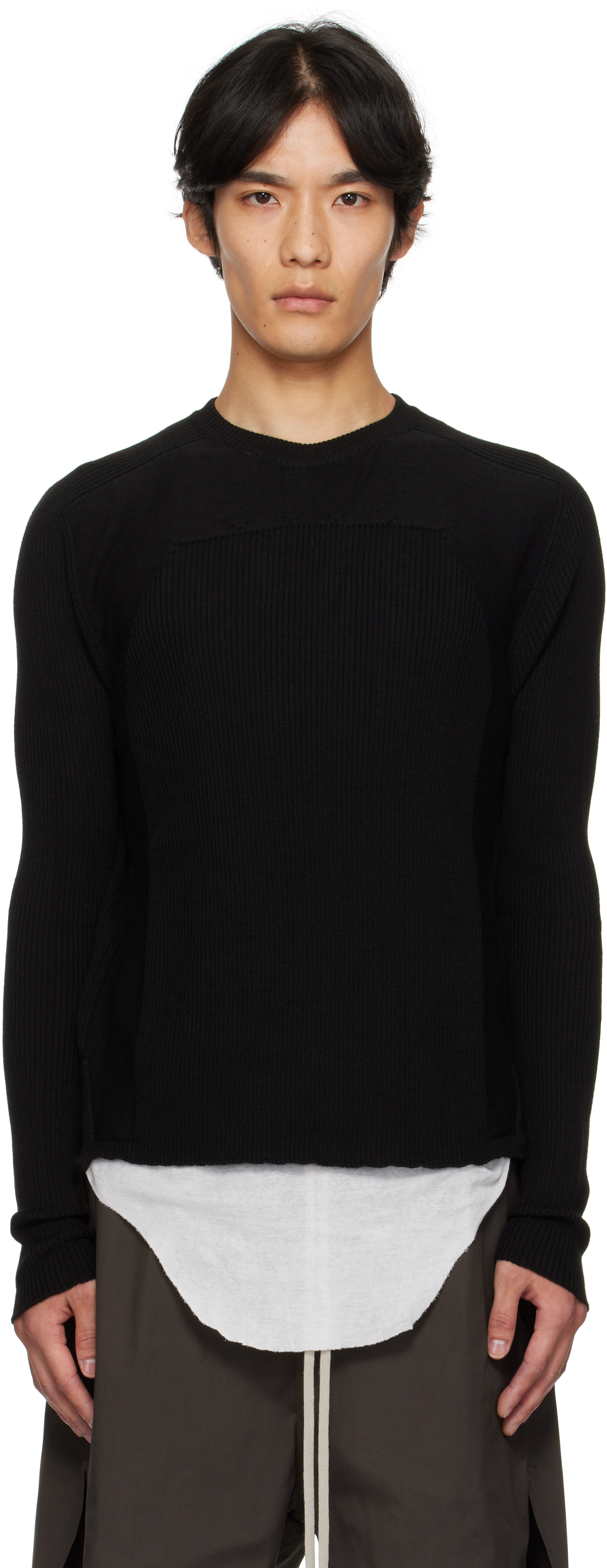 Rick Owens Black Concordians Ribbed Geo Sweater In Black