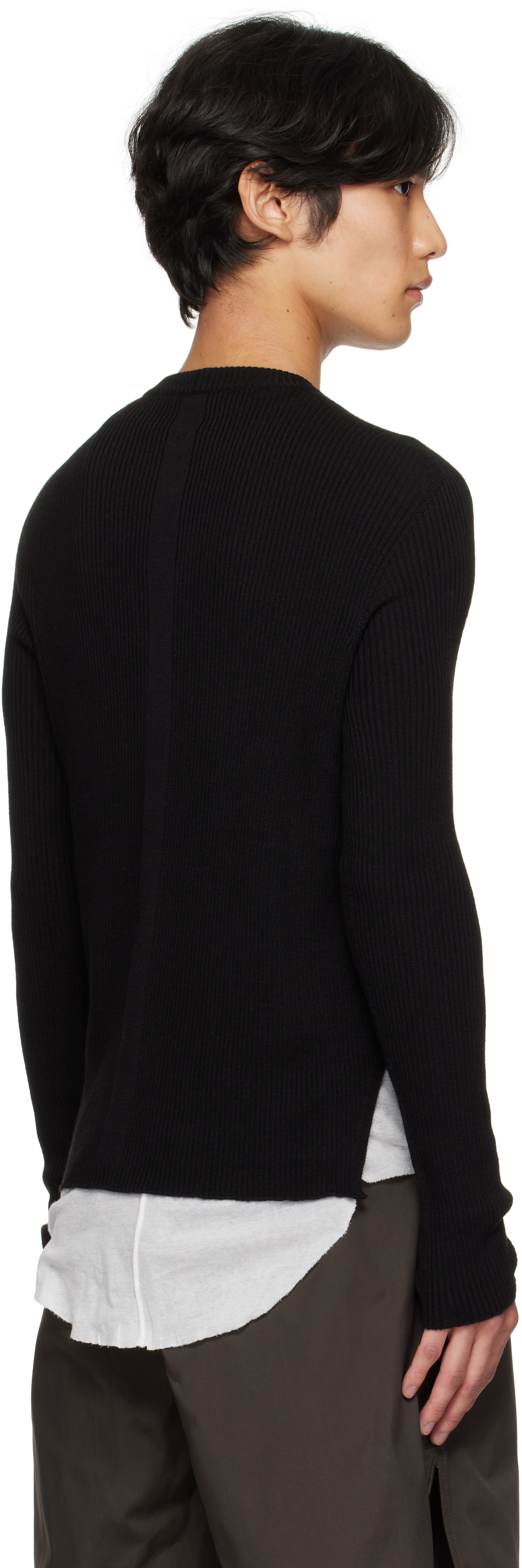 Rick Owens Black Concordians Ribbed Geo Sweater In Black