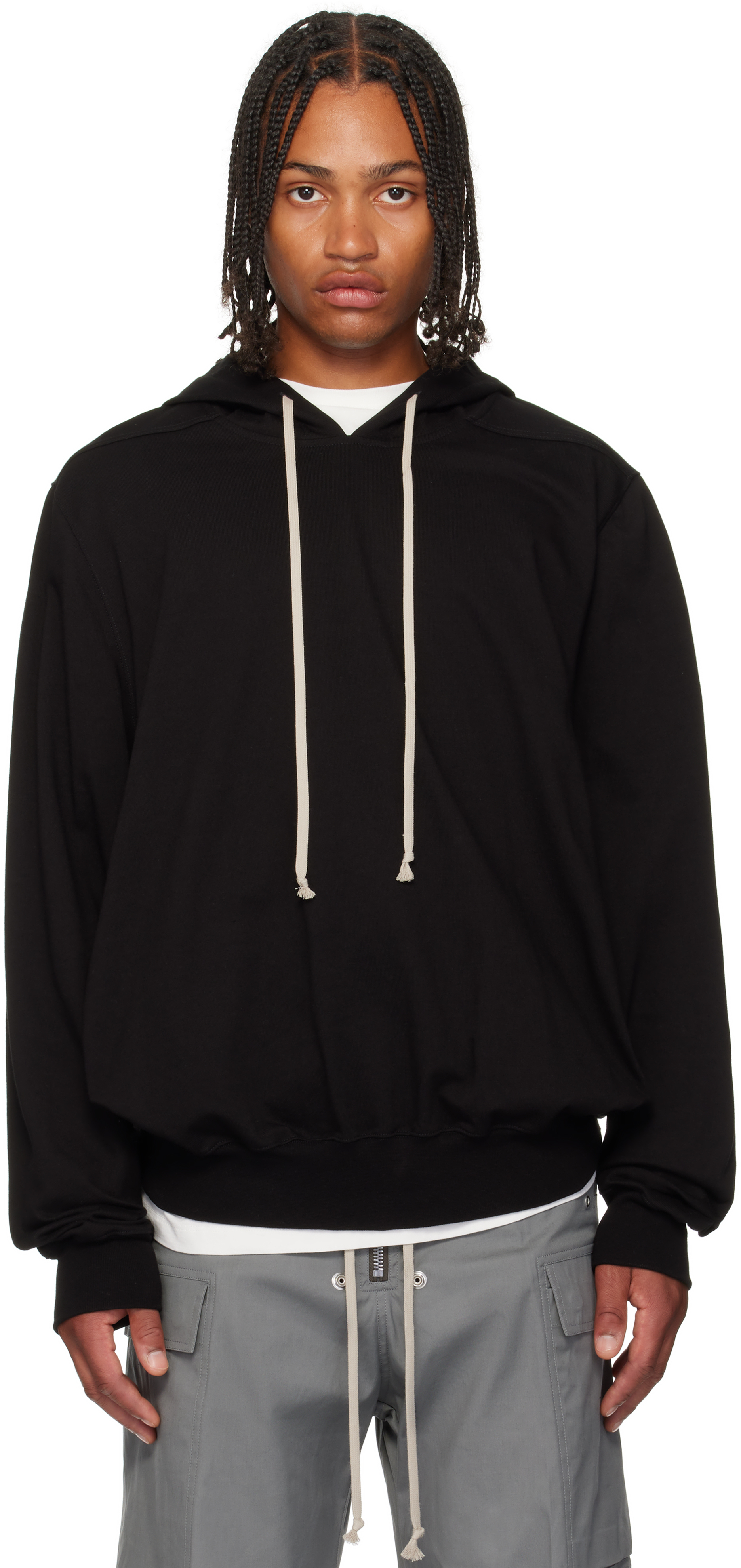 Rick Owens Black Concordians Heavy Jersey Hoodie In Black