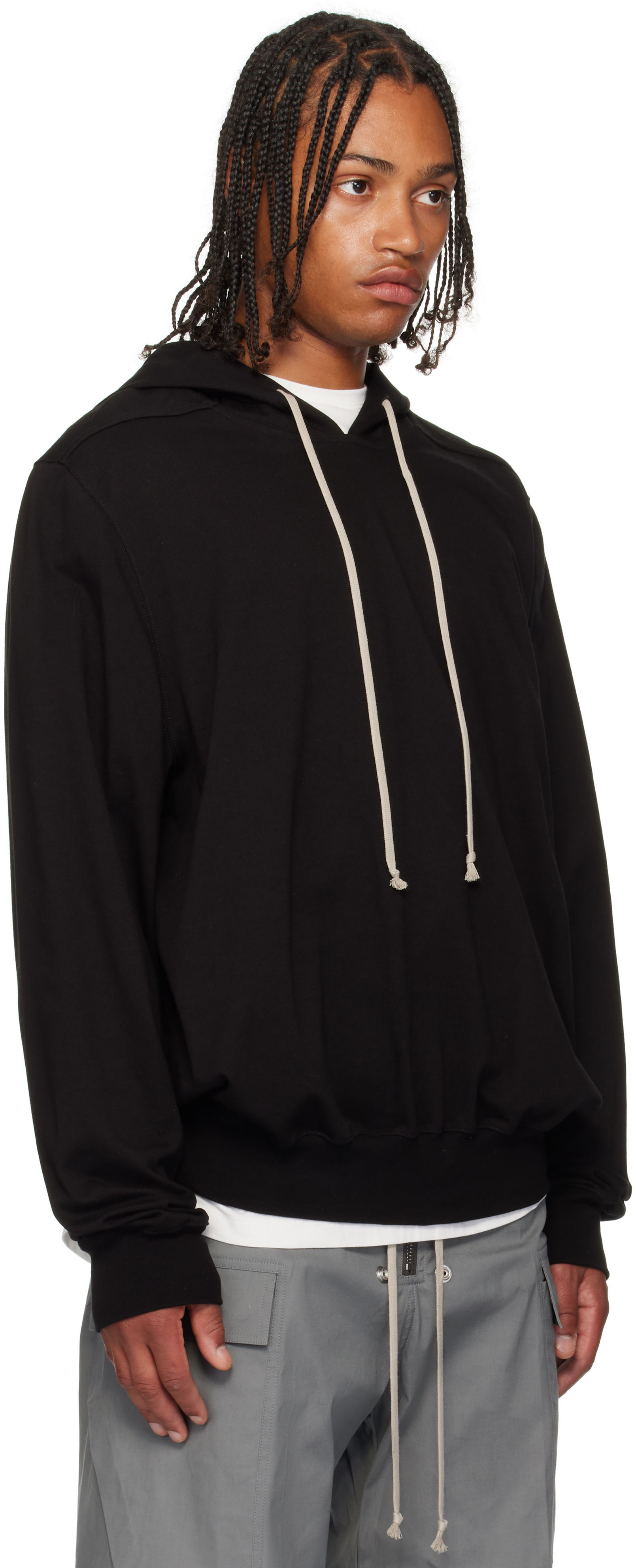 Rick Owens Black Concordians Heavy Jersey Hoodie In Black