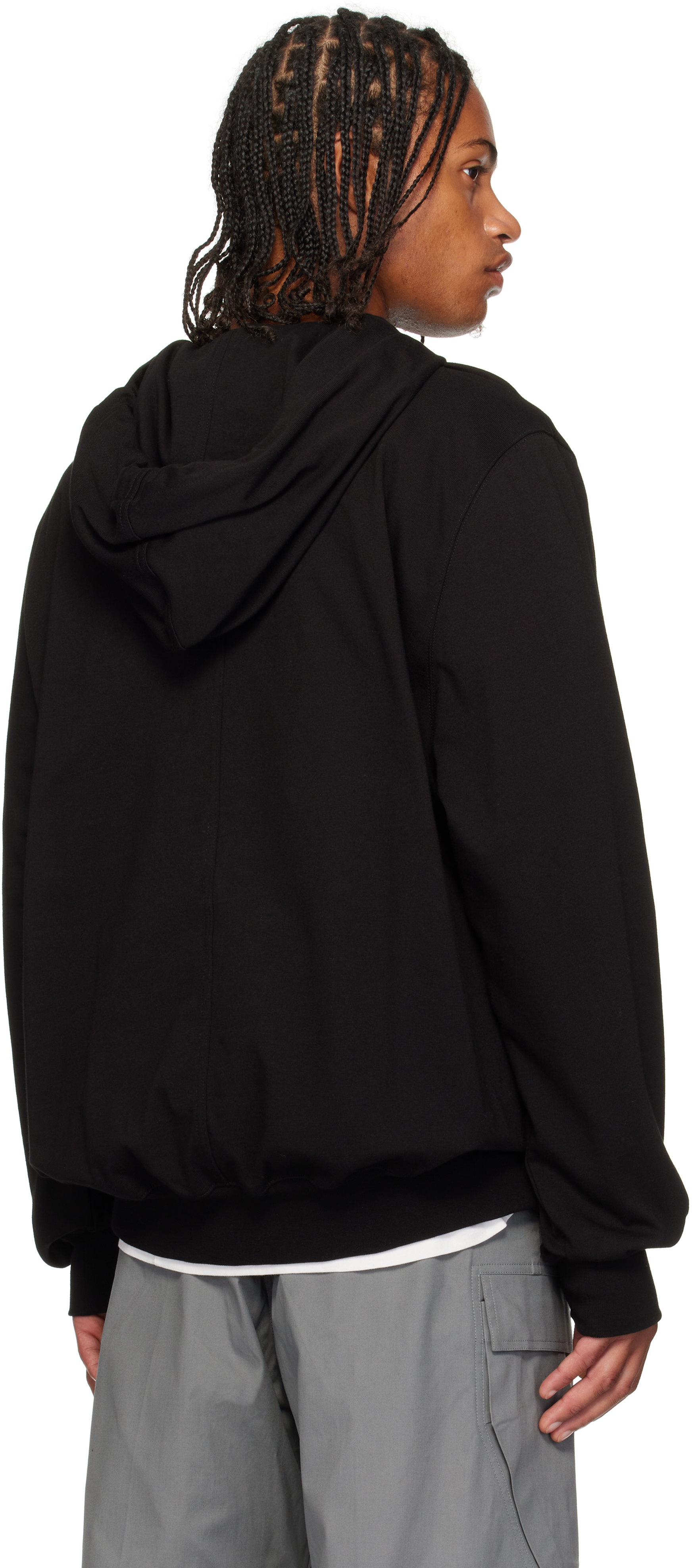 Rick Owens Black Concordians Heavy Jersey Hoodie In Black
