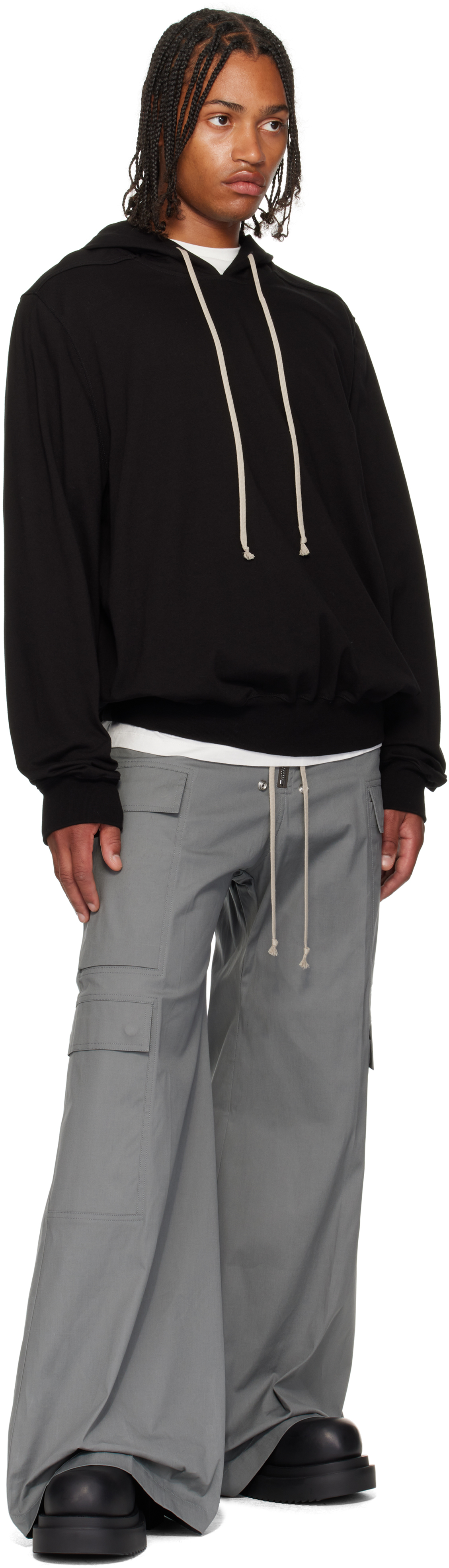 Rick Owens Black Concordians Heavy Jersey Hoodie In Black
