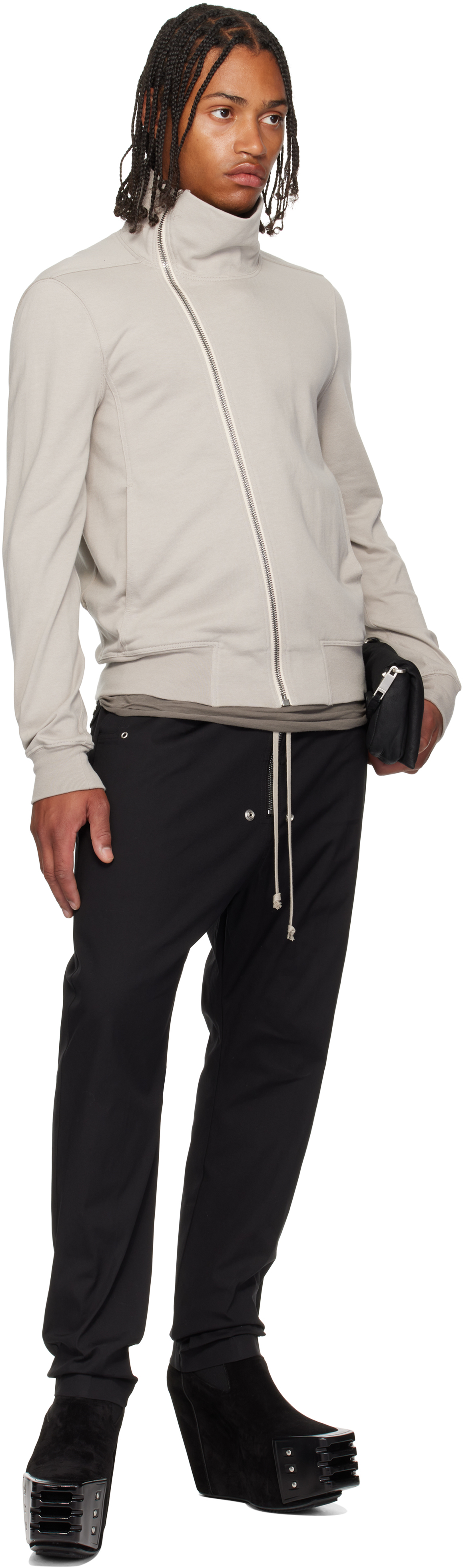Rick Owens Off-white Concordians Bauhaus Jogger Track Jacket In Gray