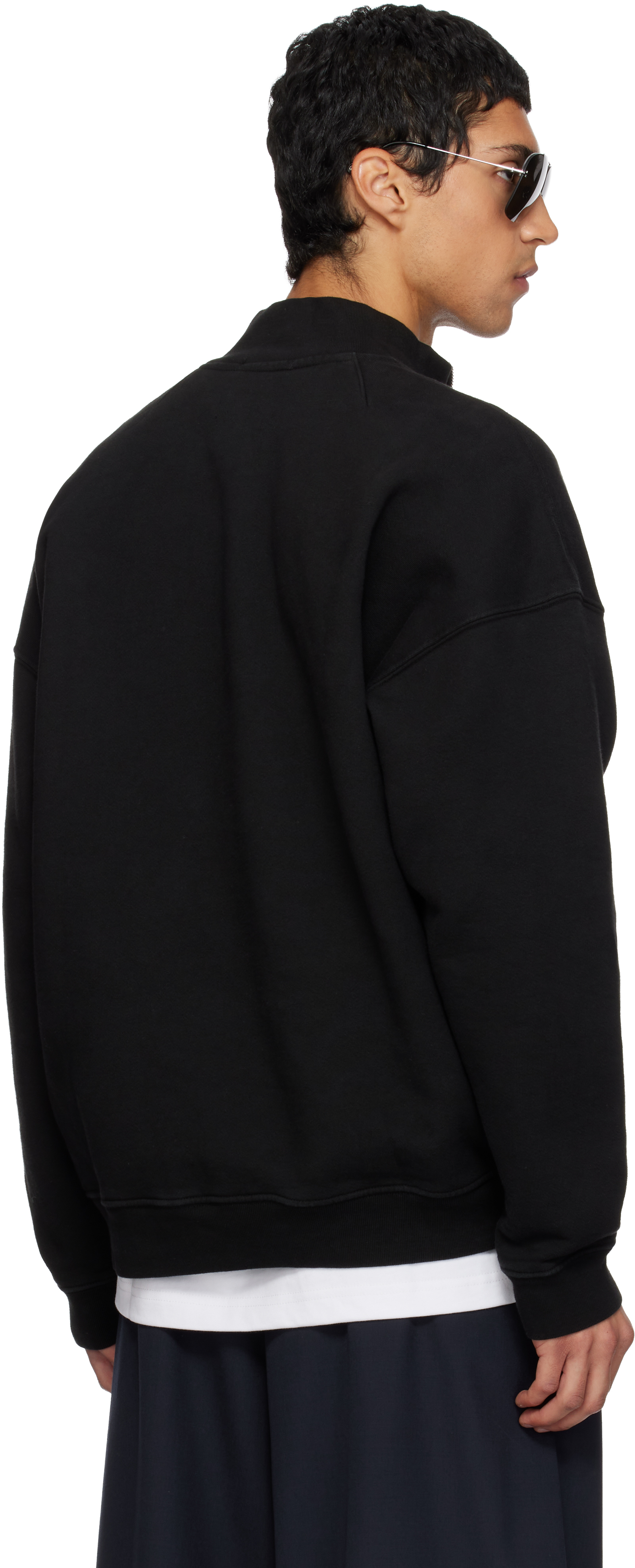 Willy Chavarria Black Bravo Quarter Zip Jacket In Black