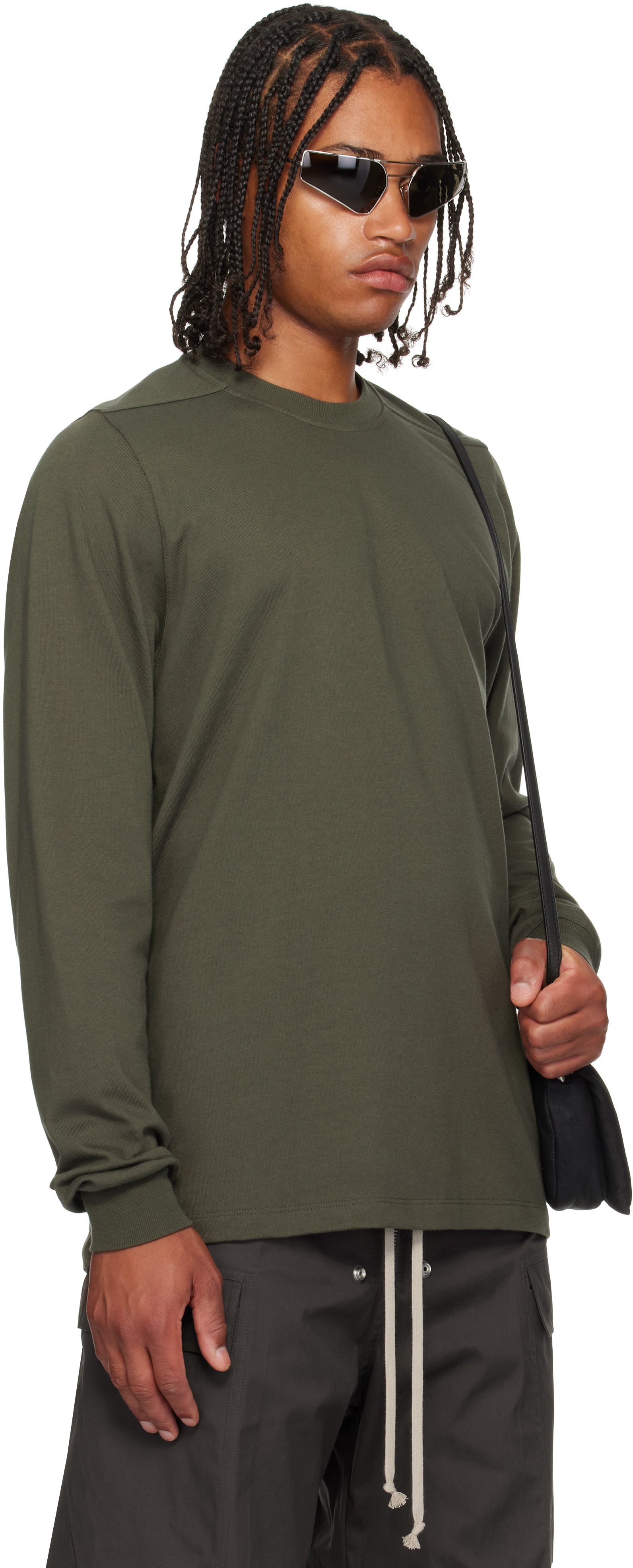 Rick Owens Khaki Concordians Short Crewneck Ls T-shirt In Multi