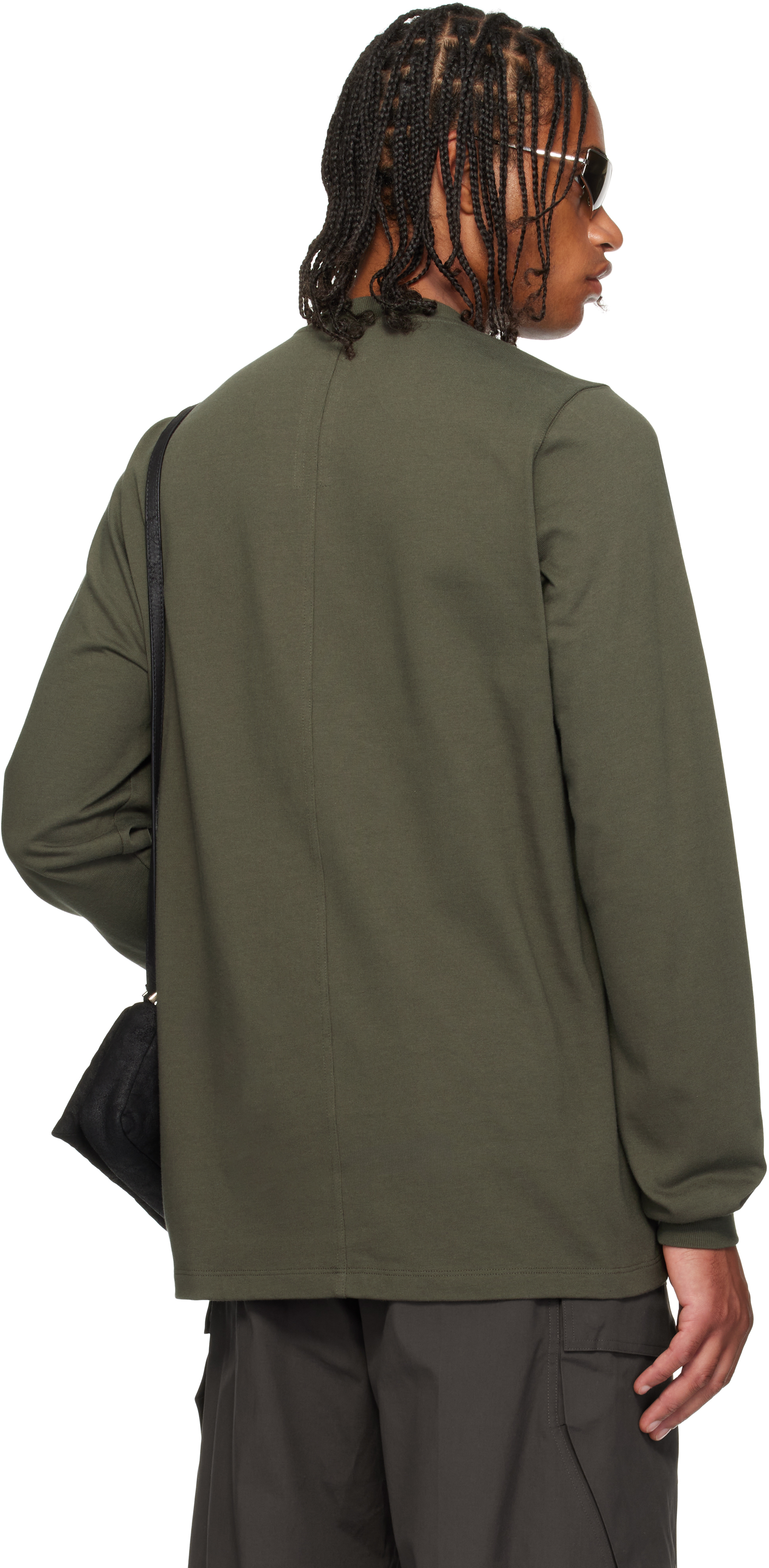 Rick Owens Khaki Concordians Short Crewneck Ls T-shirt In Multi