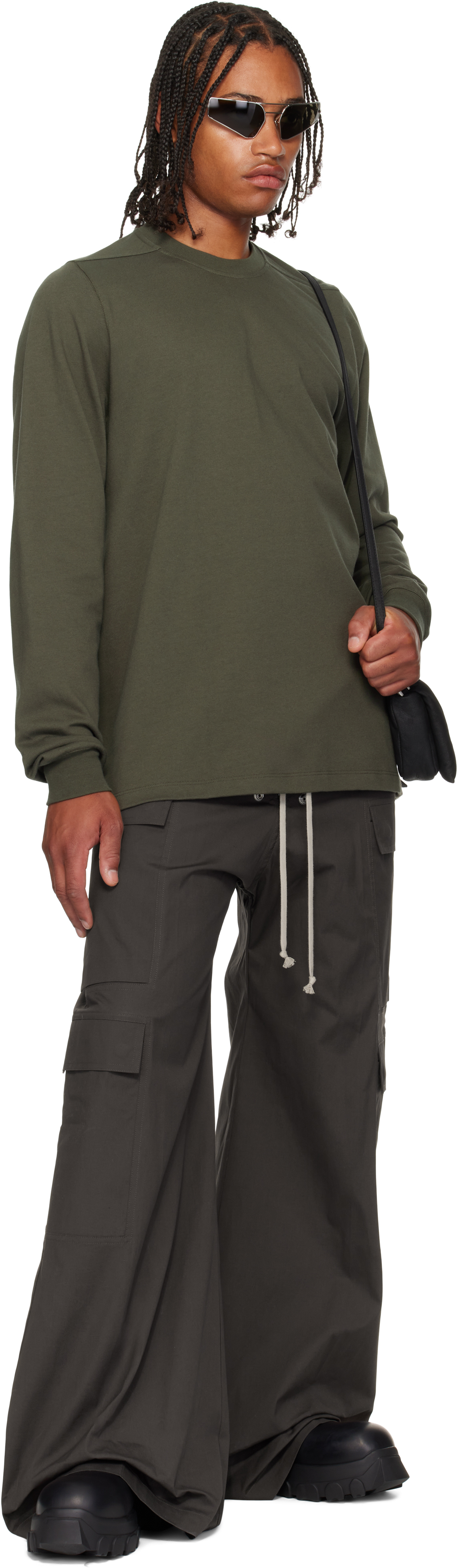 Rick Owens Khaki Concordians Short Crewneck Ls T-shirt In Multi