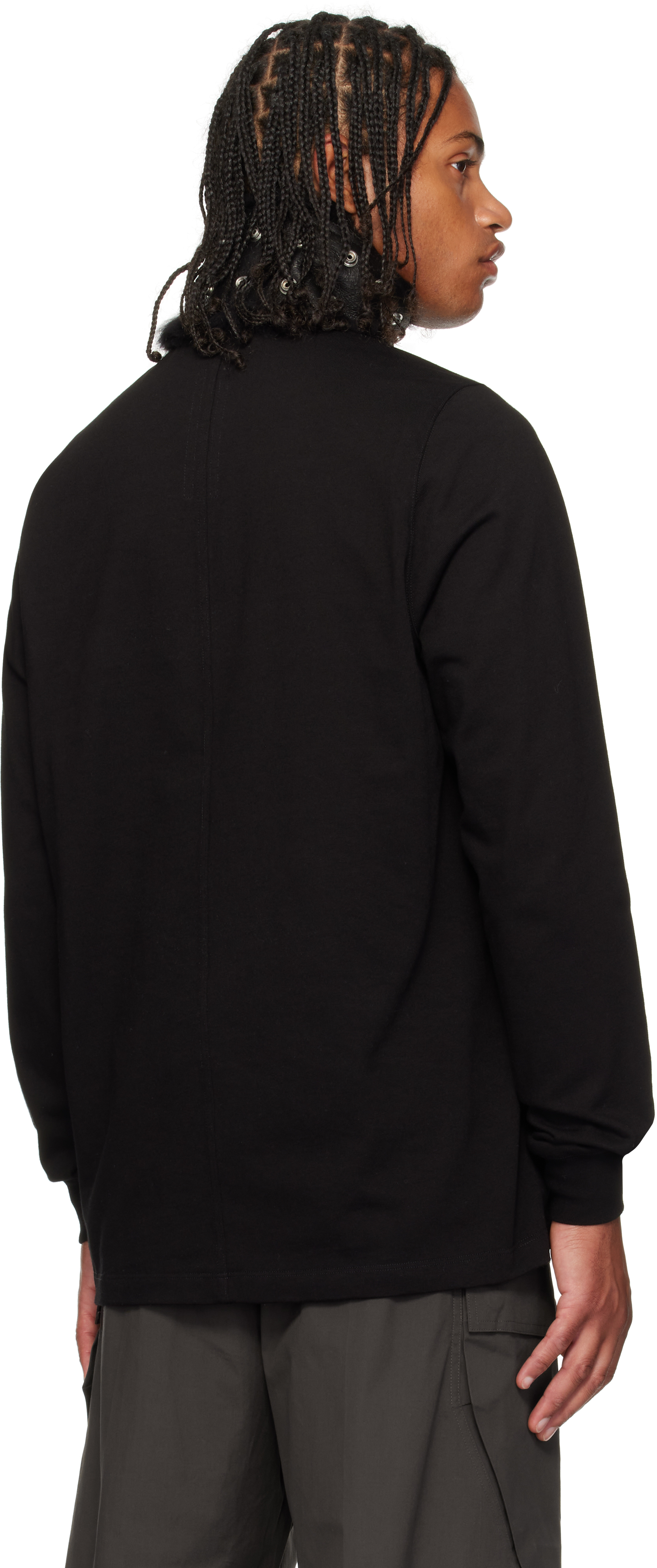 Rick Owens Black Concordians Short Crewneck Ls T-shirt In Black