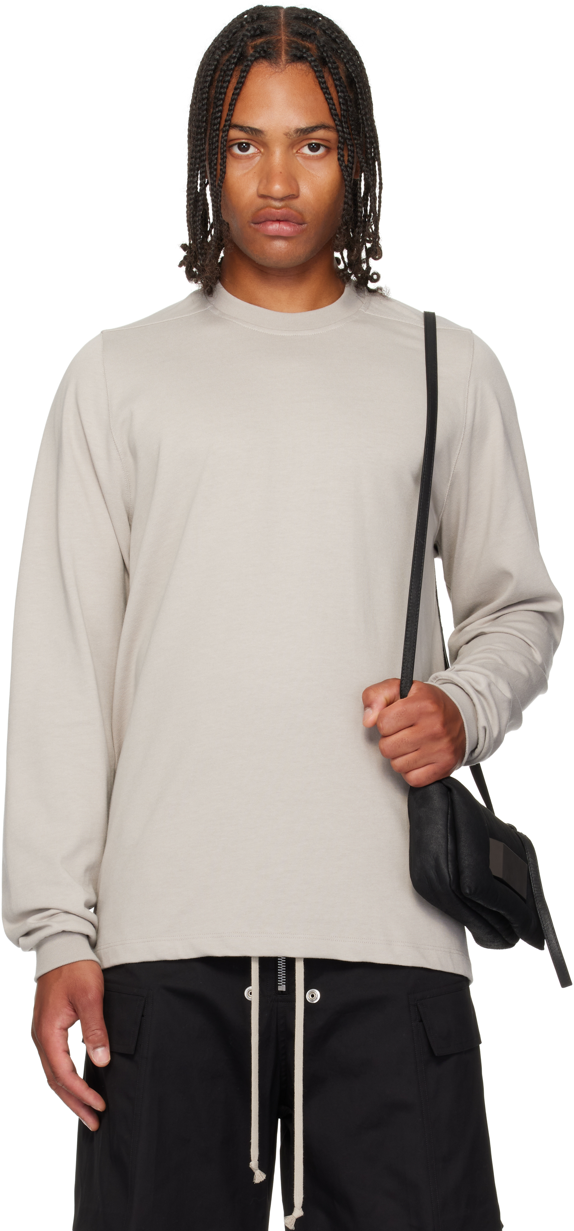 Rick Owens Off-white Concordians Short Crewneck Ls T-shirt In White