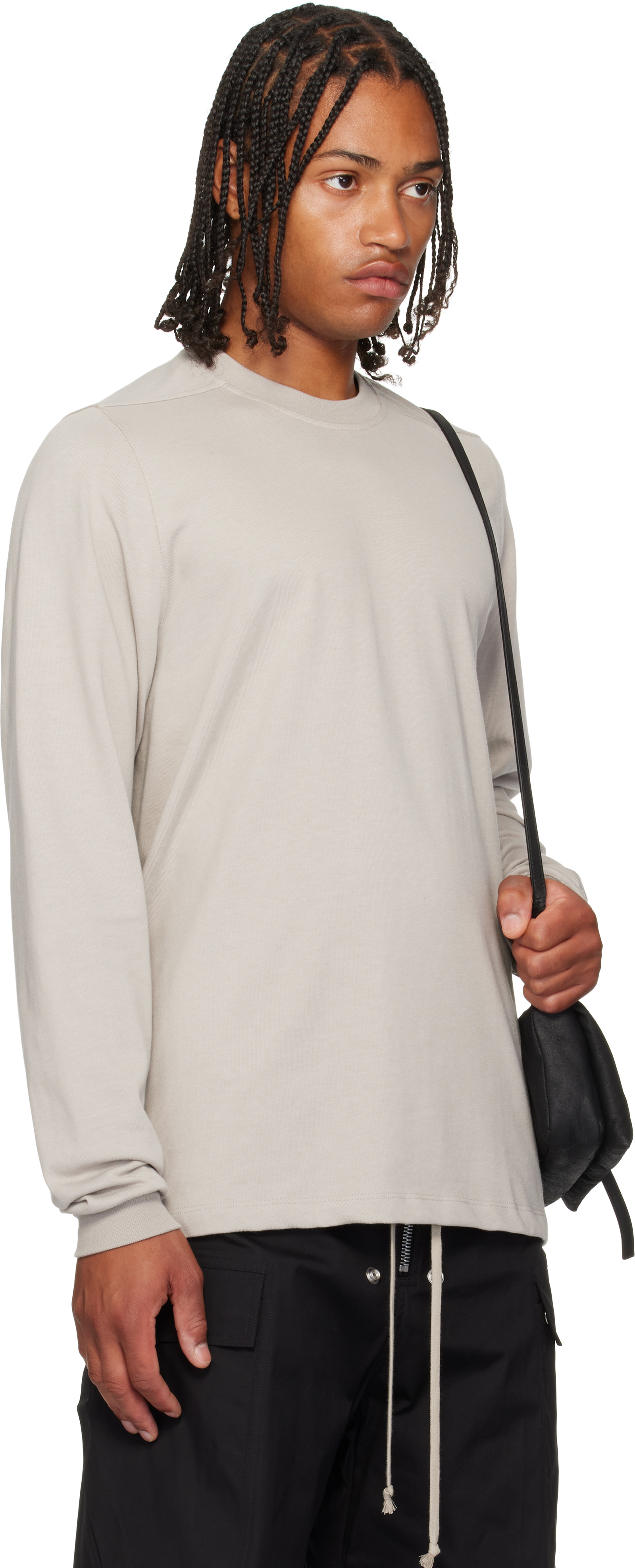 Rick Owens Off-white Concordians Short Crewneck Ls T-shirt In White