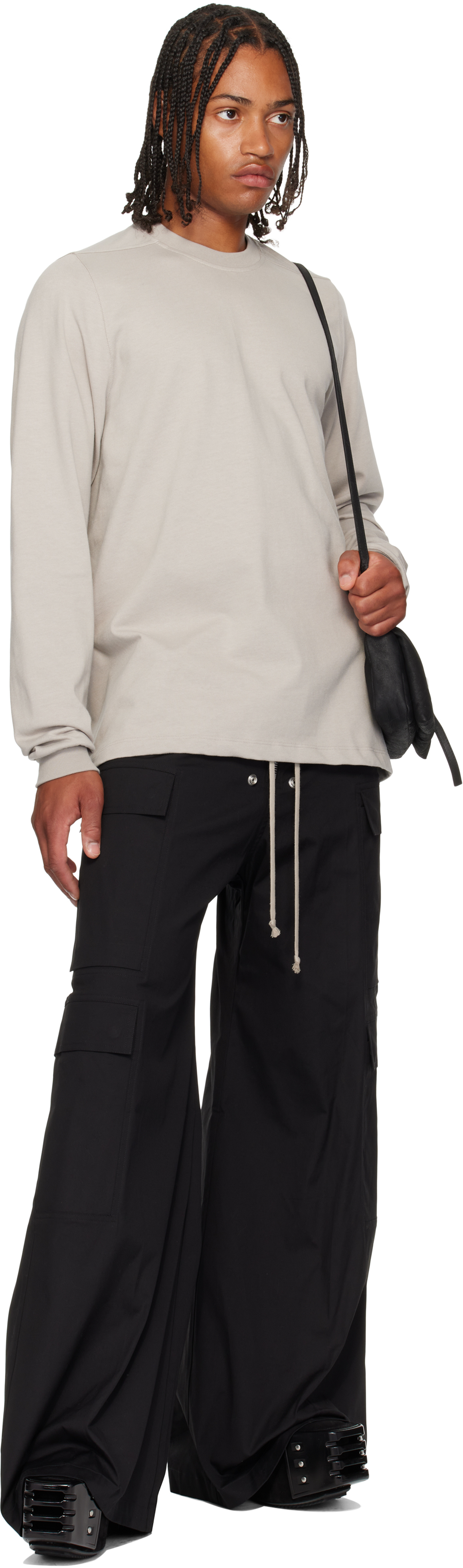 Rick Owens Off-white Concordians Short Crewneck Ls T-shirt In White