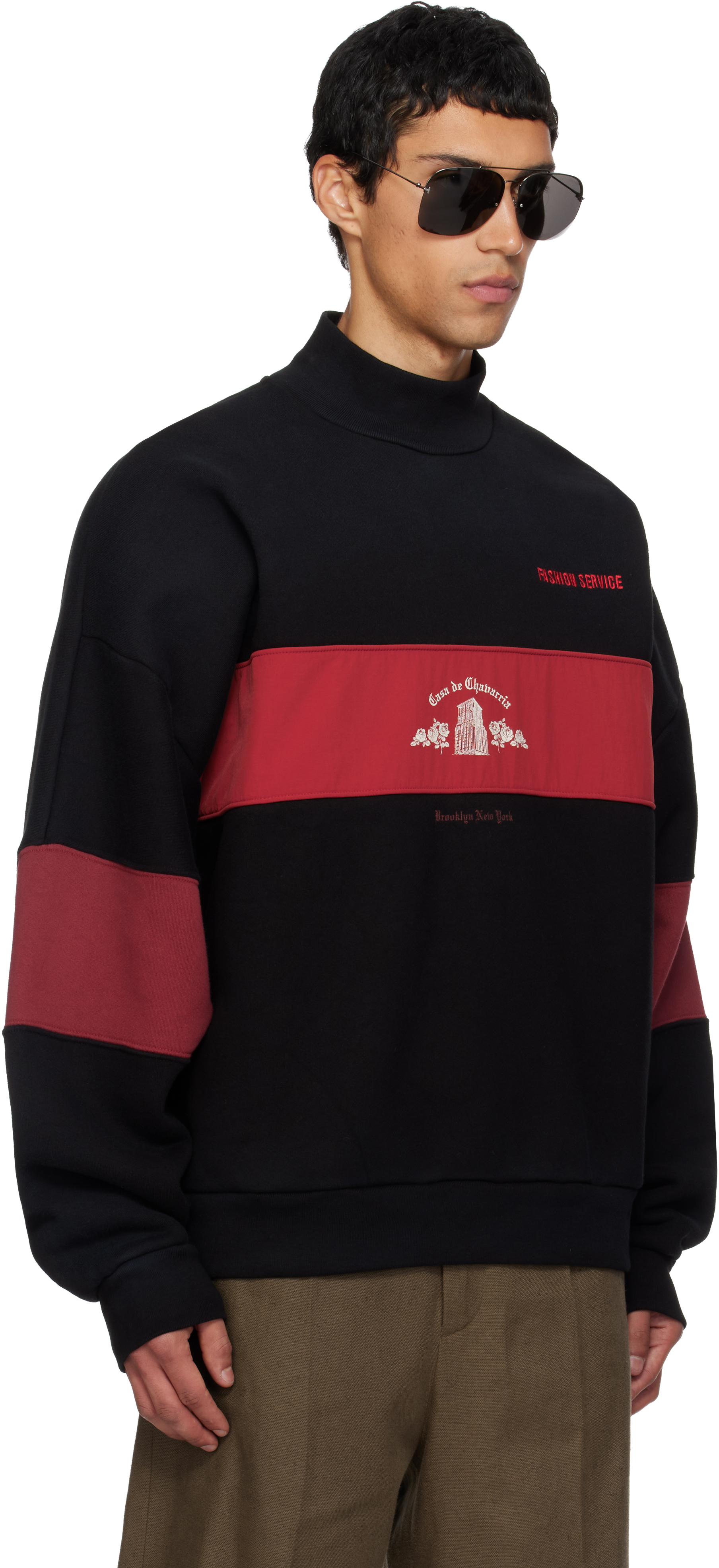Willy Chavarria Colourblock Mock-neck Sweater In Black