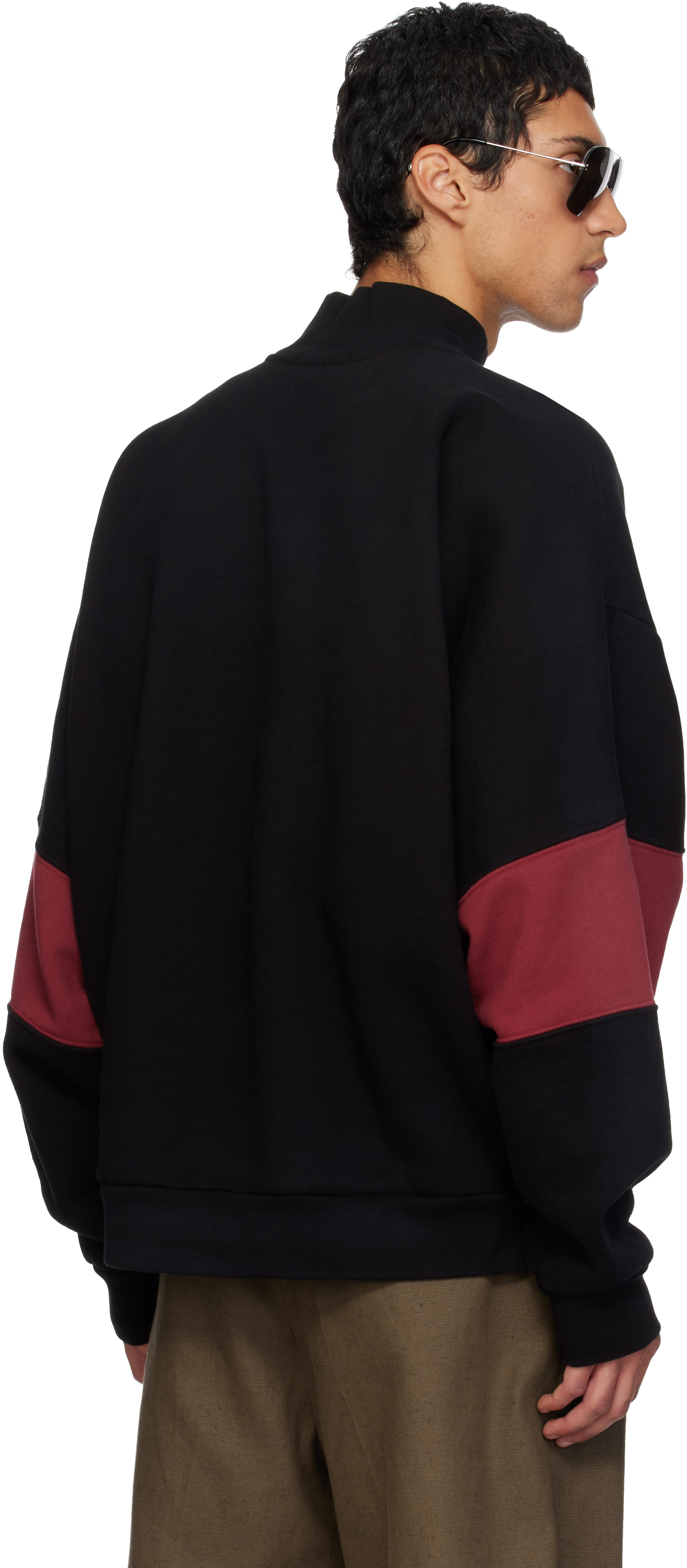 Willy Chavarria Colourblock Mock-neck Sweater In Black