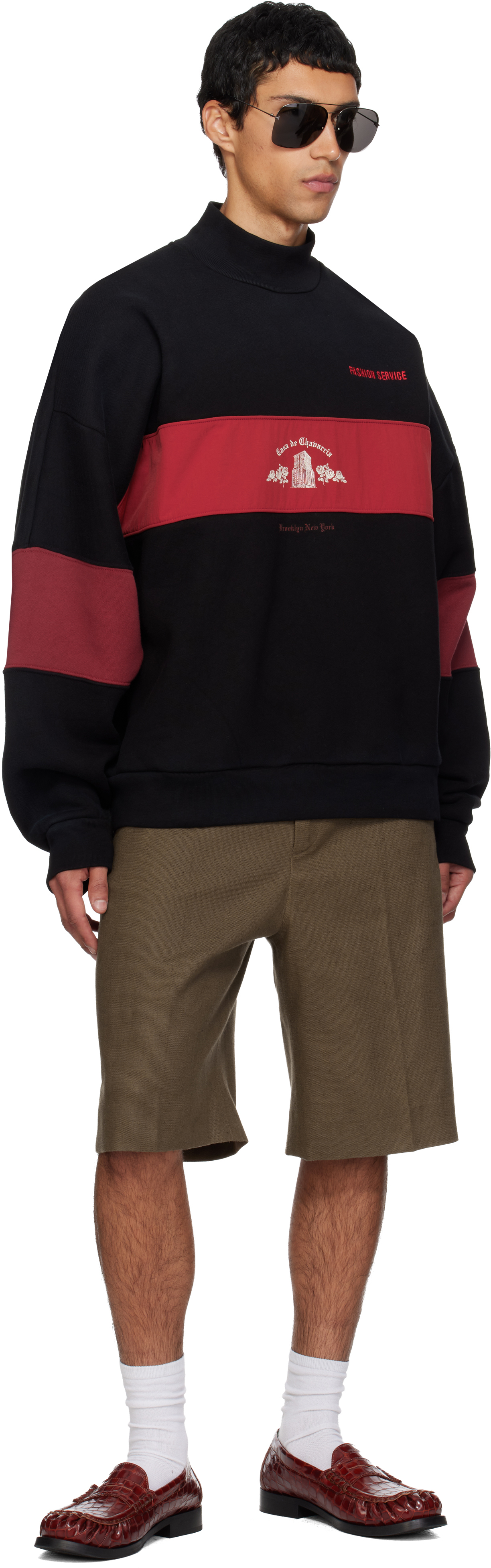 Willy Chavarria Colourblock Mock-neck Sweater In Black