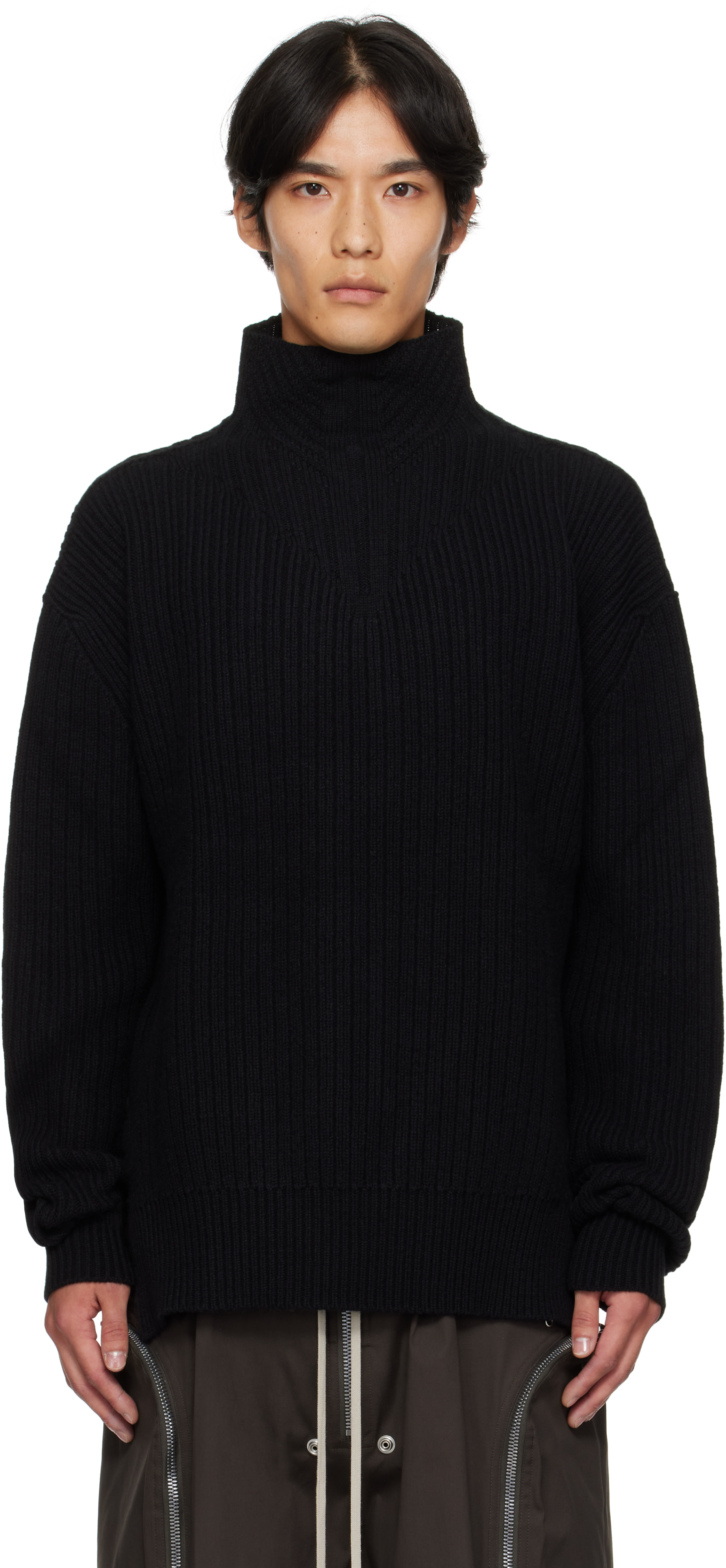 Rick Owens Black Concordians Turtle Neck Sweater In Black