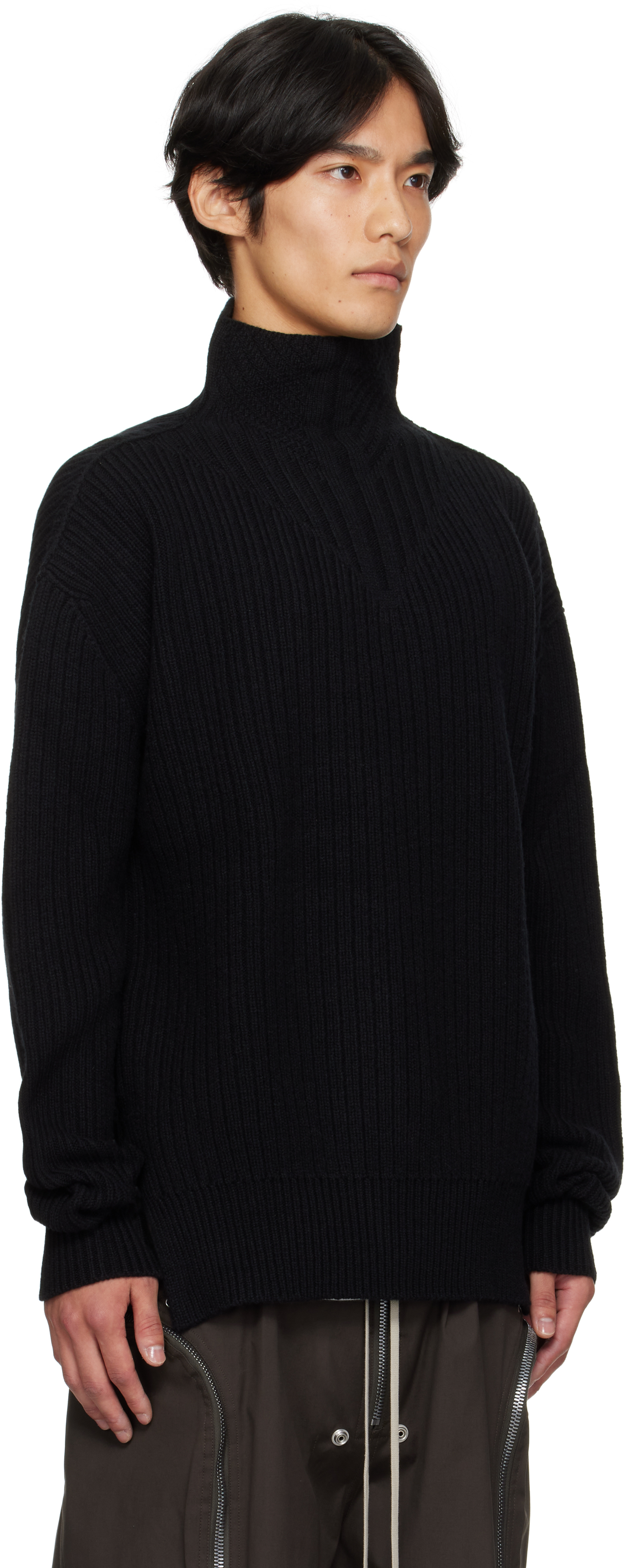 Rick Owens Black Concordians Turtle Neck Sweater In Black