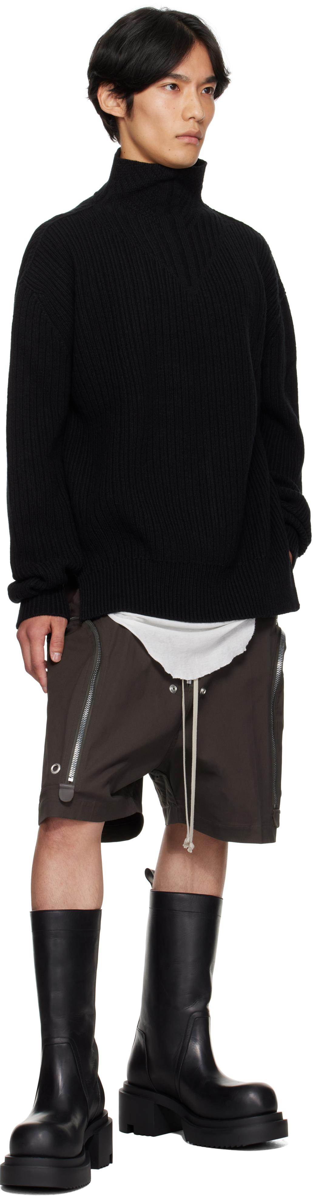 Rick Owens Black Concordians Turtle Neck Sweater In Black