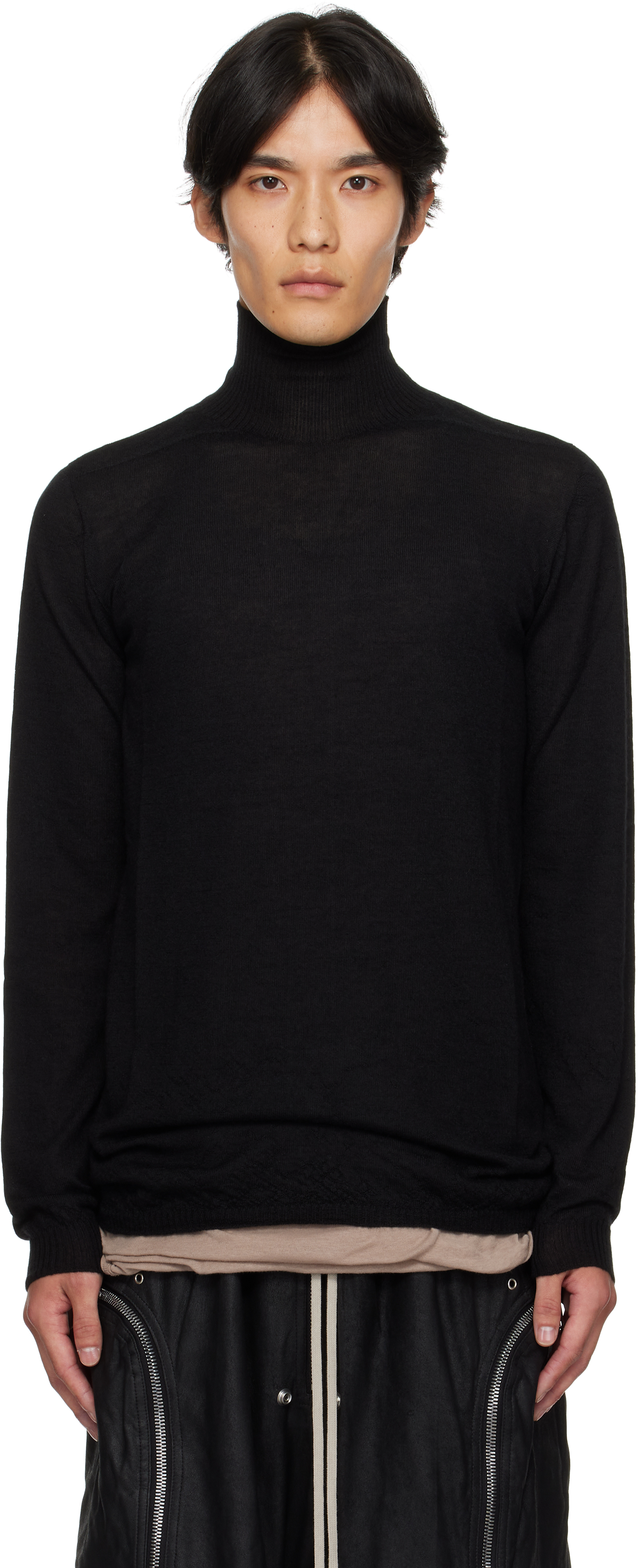 Rick Owens Black Concordians Level Turtle Sweater In Black