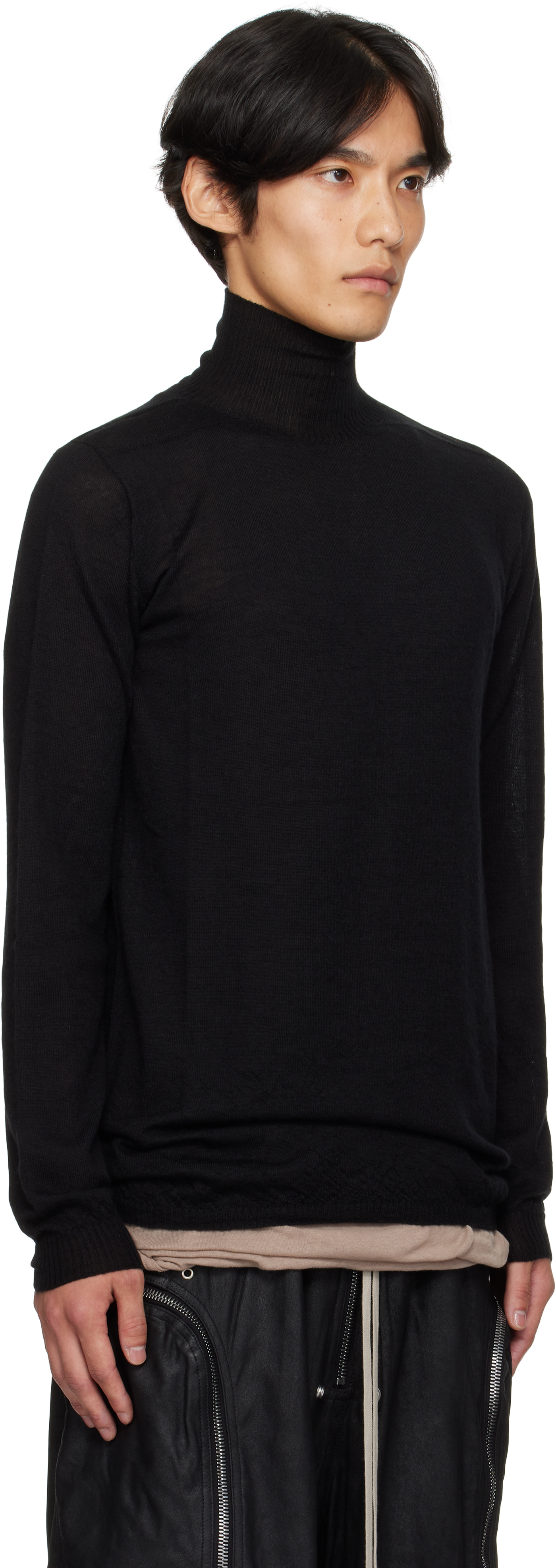 Rick Owens Black Concordians Level Turtle Sweater In Black