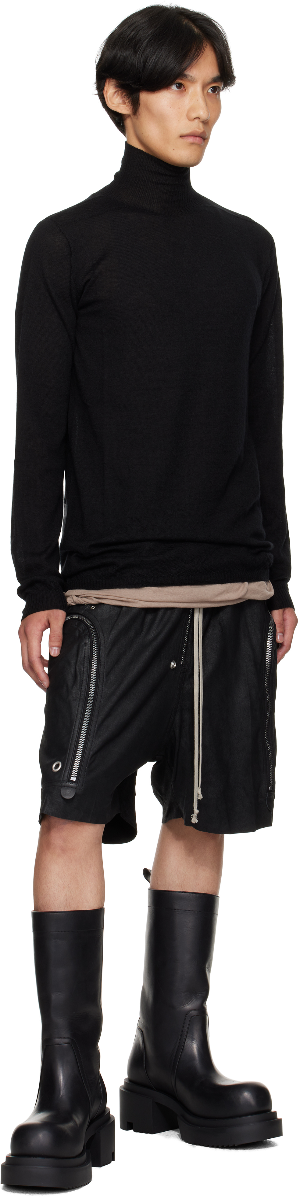 Rick Owens Black Concordians Level Turtle Sweater In Black