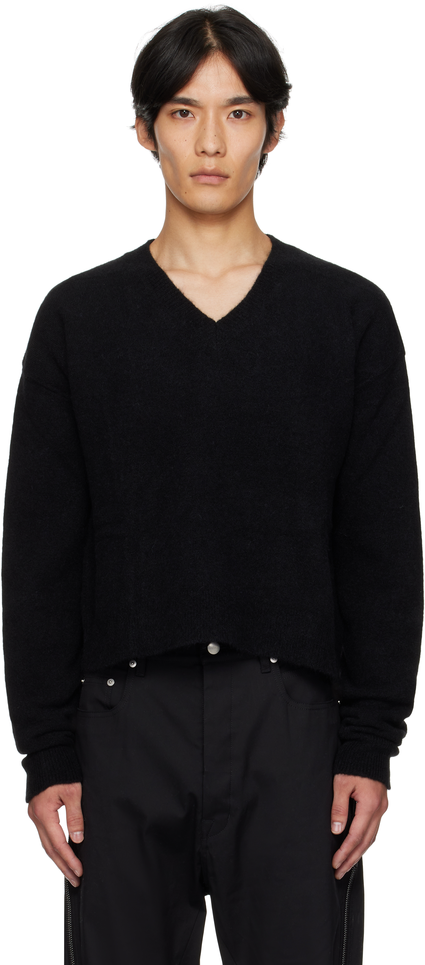 Rick Owens Black Concordians Tommy V-neck Sweater In Black
