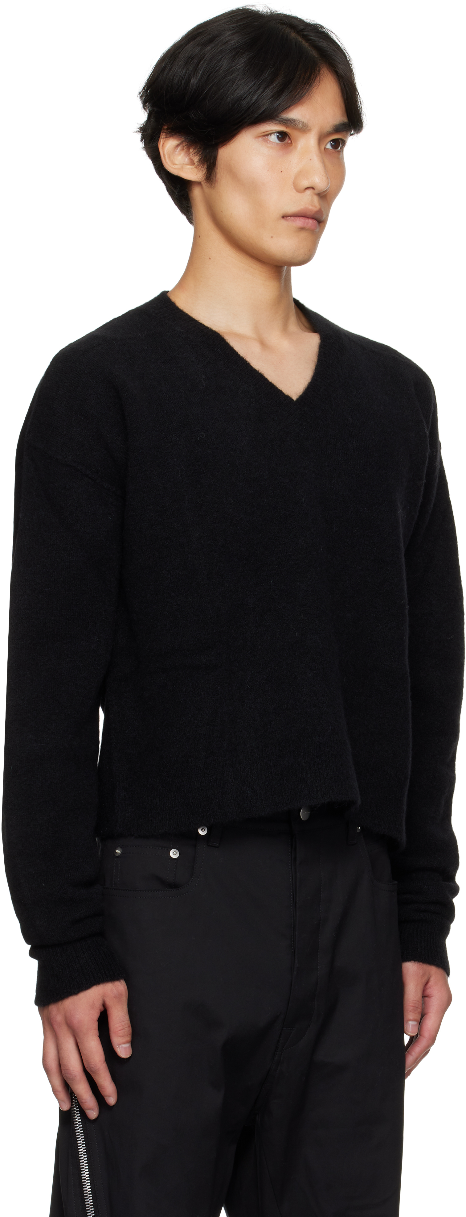 Rick Owens Black Concordians Tommy V-neck Sweater In Black