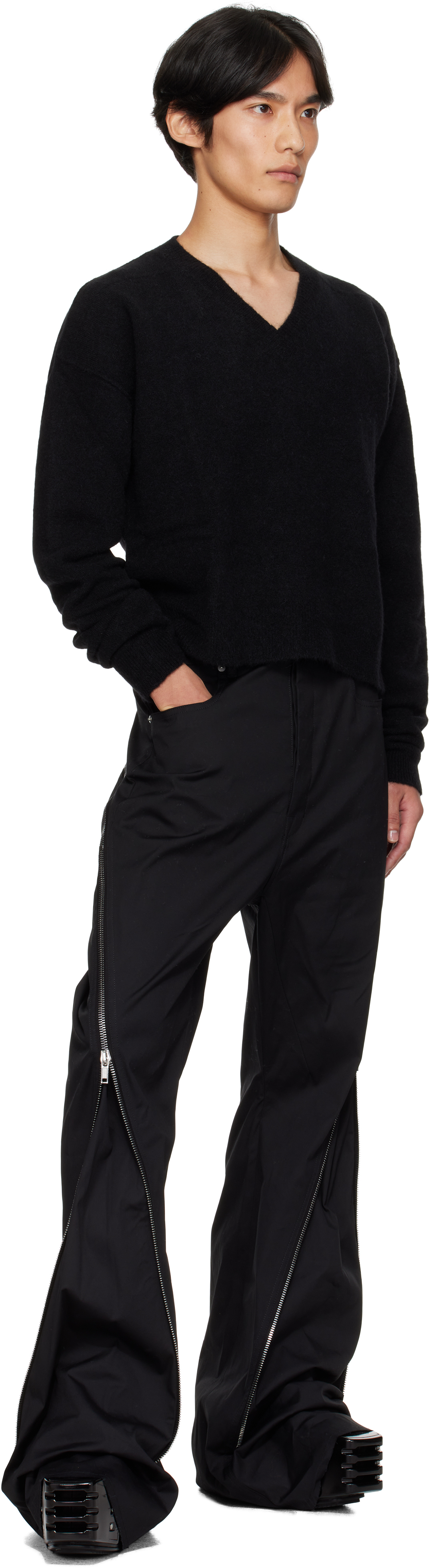 Rick Owens Black Concordians Tommy V-neck Sweater In Black