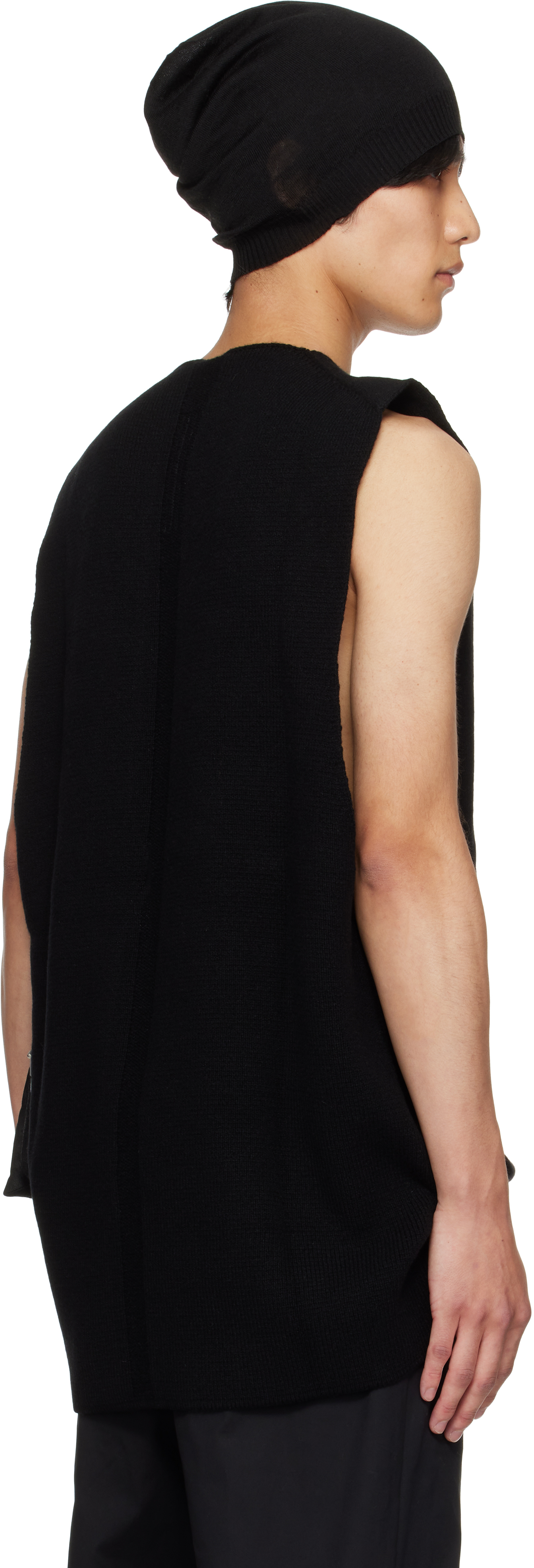Rick Owens Black Concordians V Tank Sweater Vest In Black