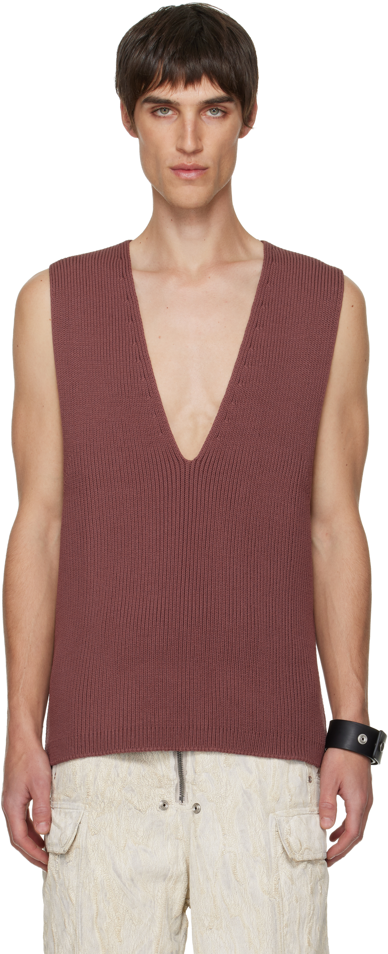 Rick Owens Pink Concordians V Tank Top In Burgundy