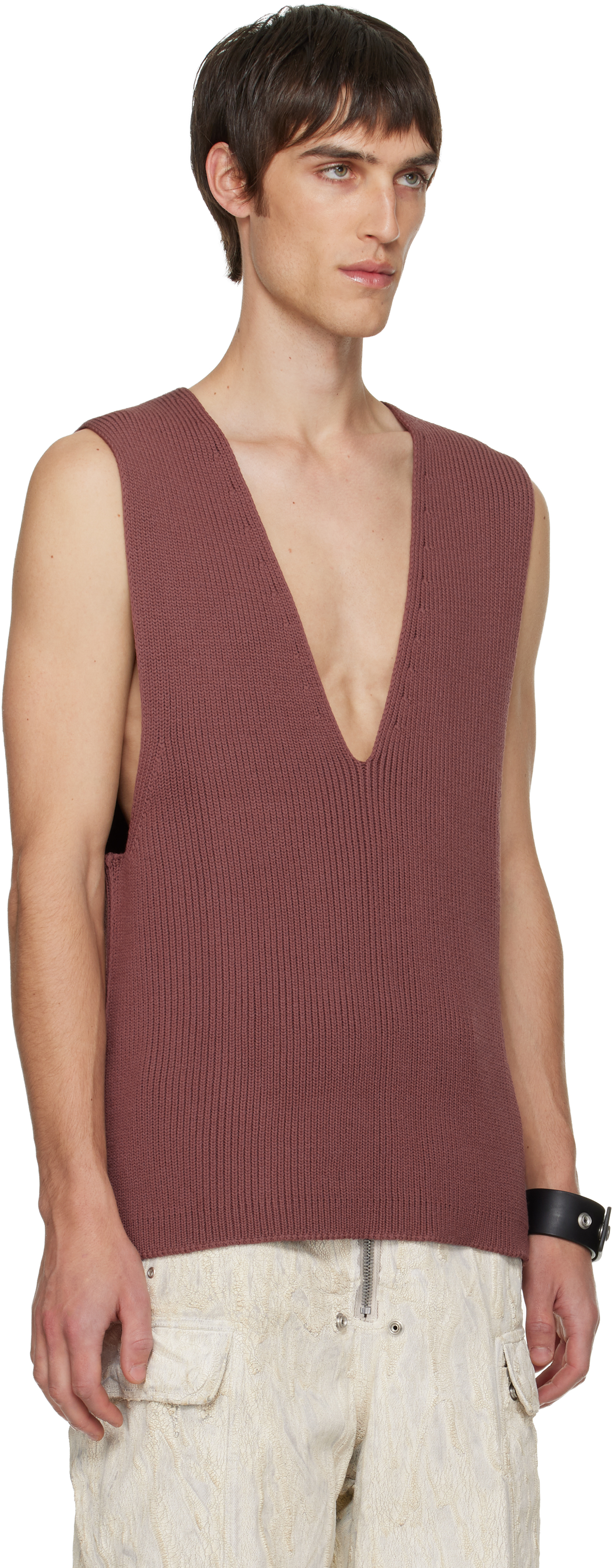 Rick Owens Pink Concordians V Tank Top In Burgundy