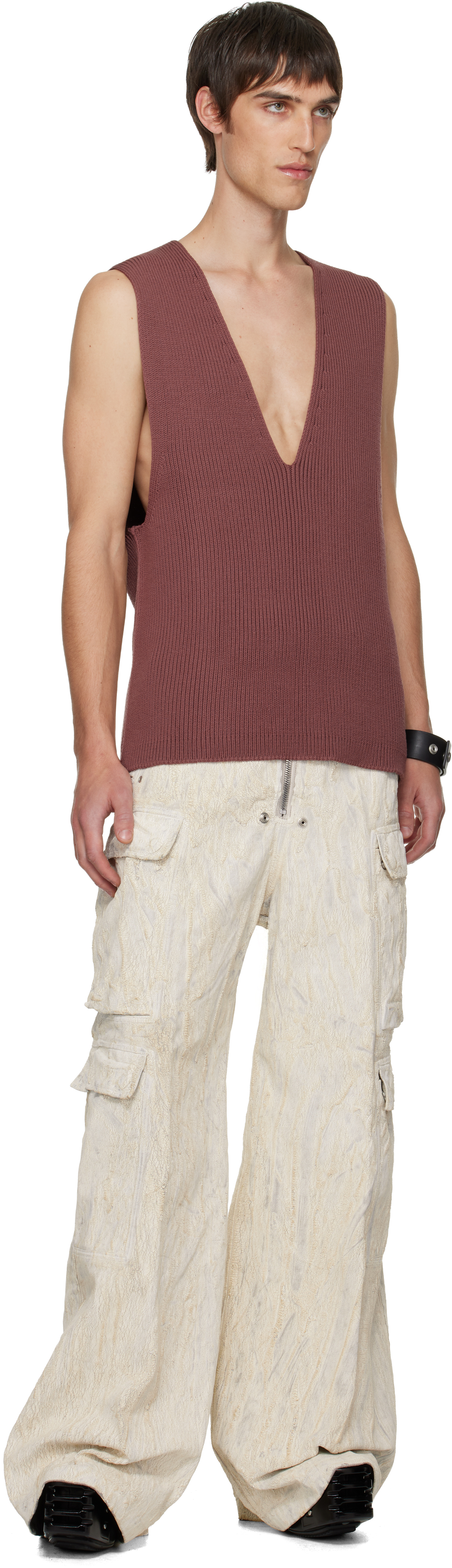 Rick Owens Pink Concordians V Tank Top In Burgundy