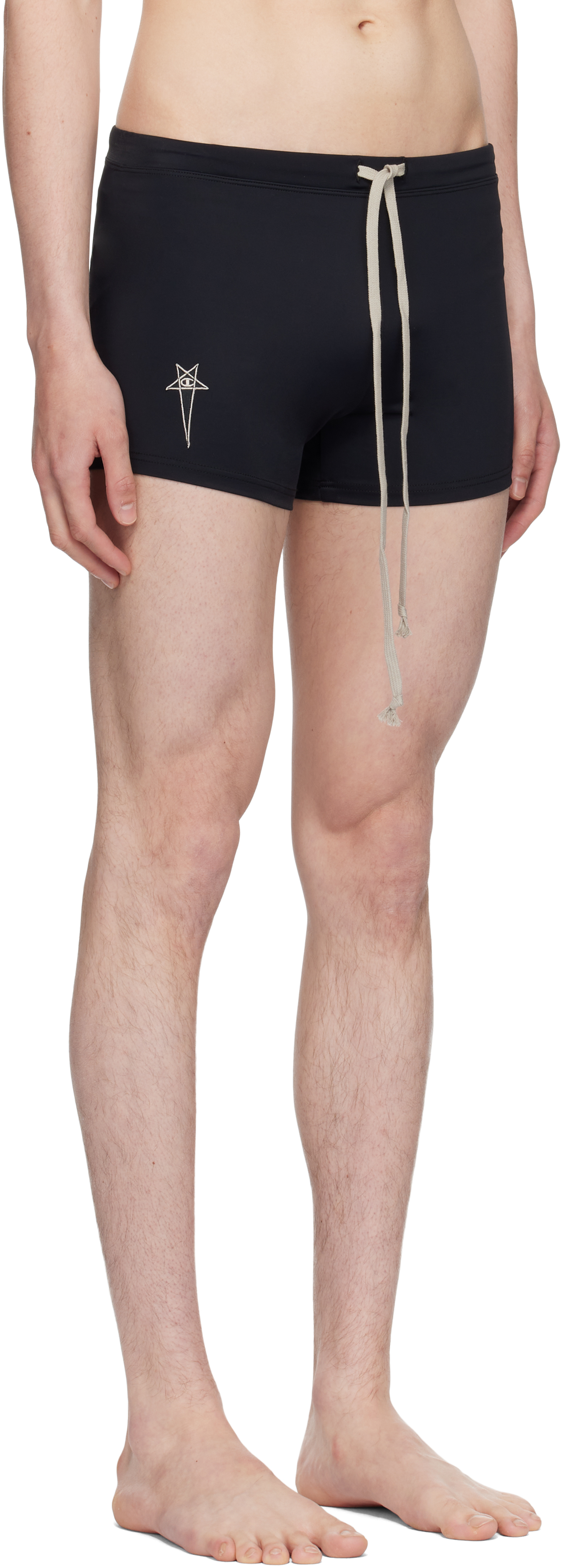 Rick Owens Black Champion Edition Jersey Swim Shorts