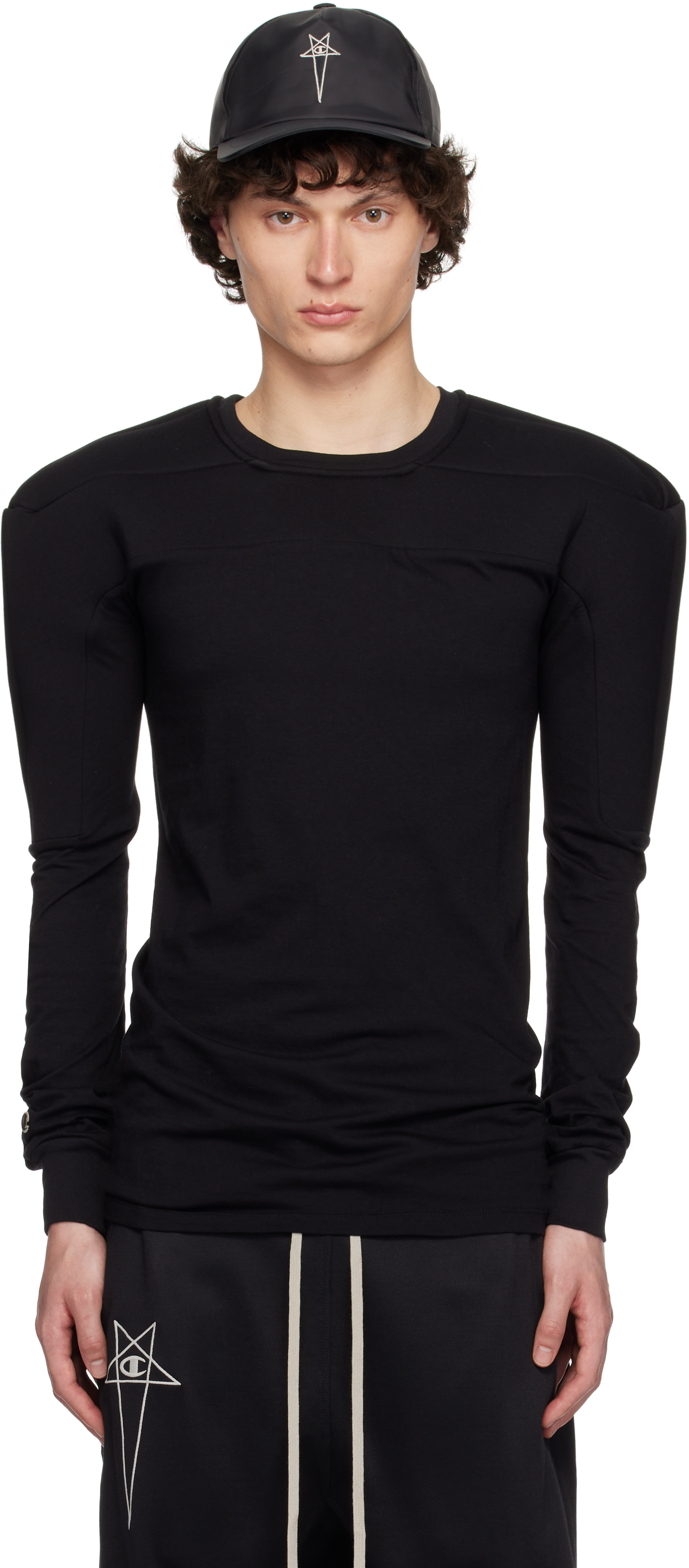 Rick Owens Black Champion Edition Girdered Harness T-shirt In Black