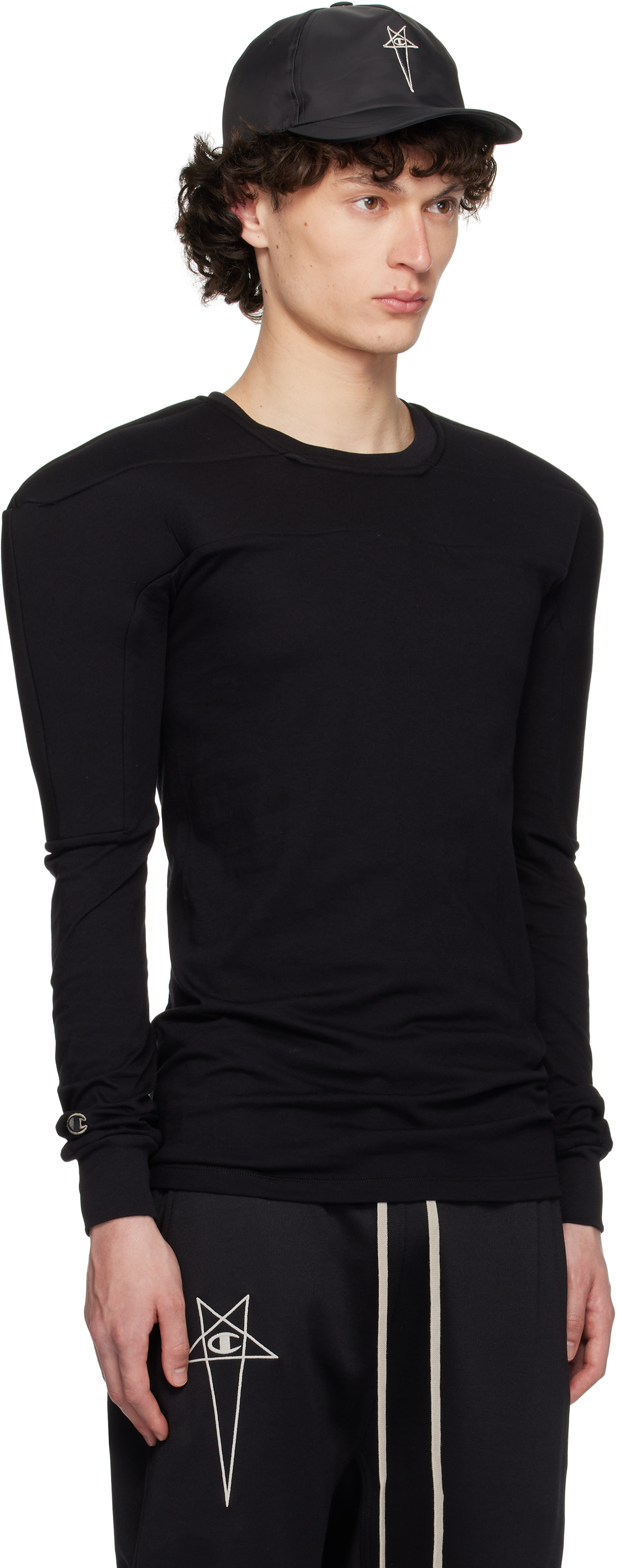 Rick Owens Black Champion Edition Girdered Harness T-shirt In Black