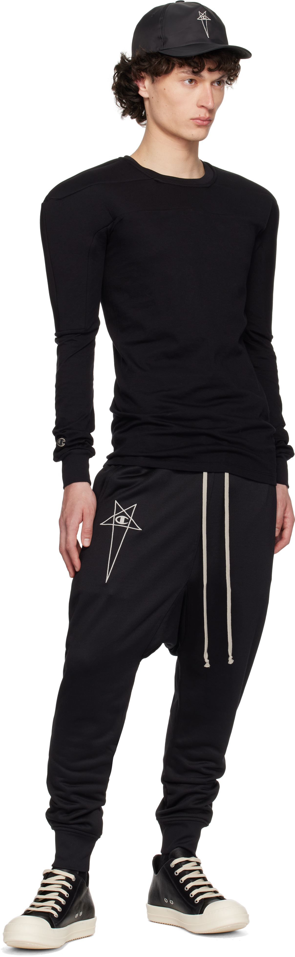 Rick Owens Black Champion Edition Girdered Harness T-shirt In Black