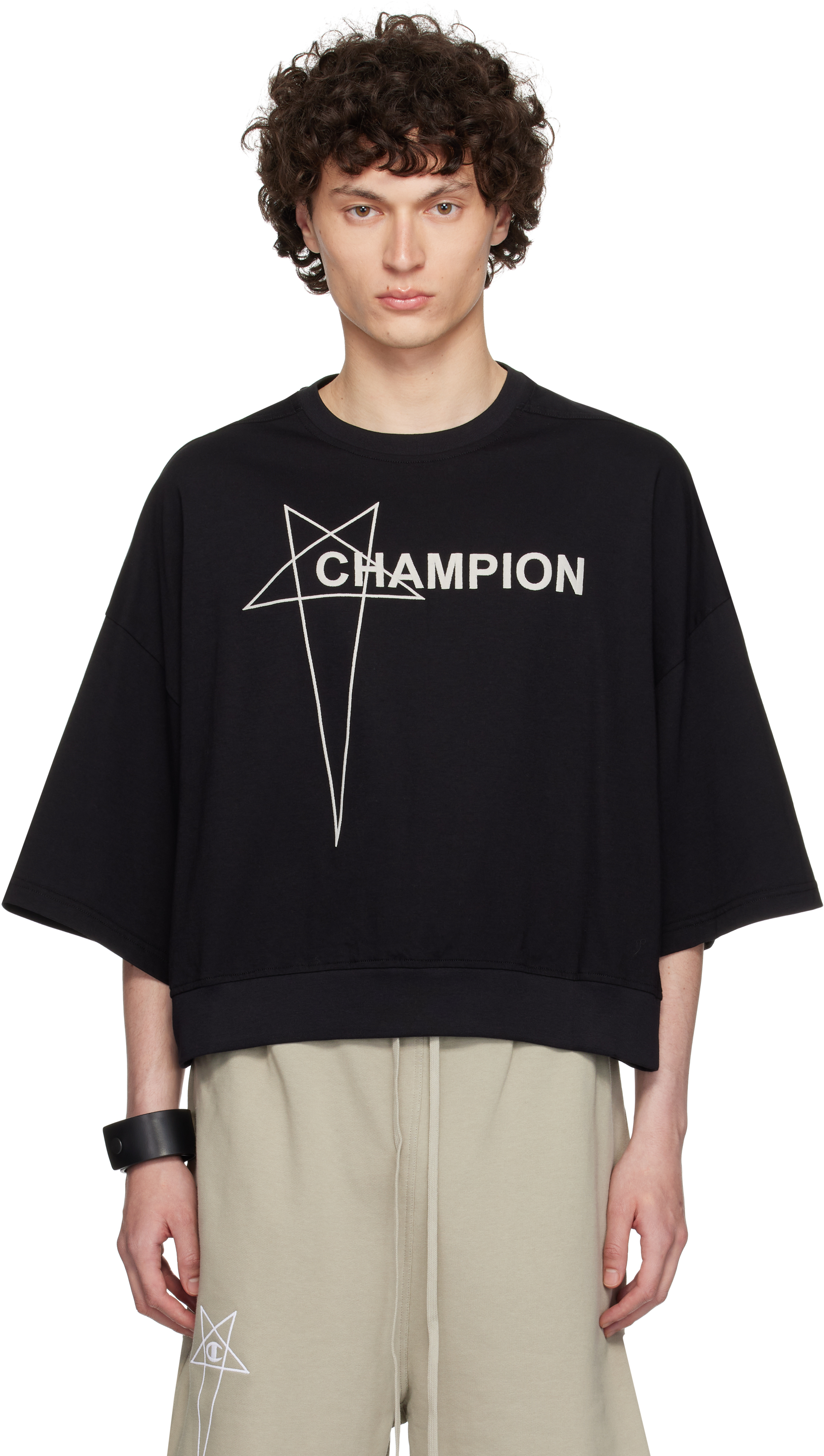 Rick Owens Champion Tommy Oversized Logo-embroidered Cotton-jersey T-shirt
