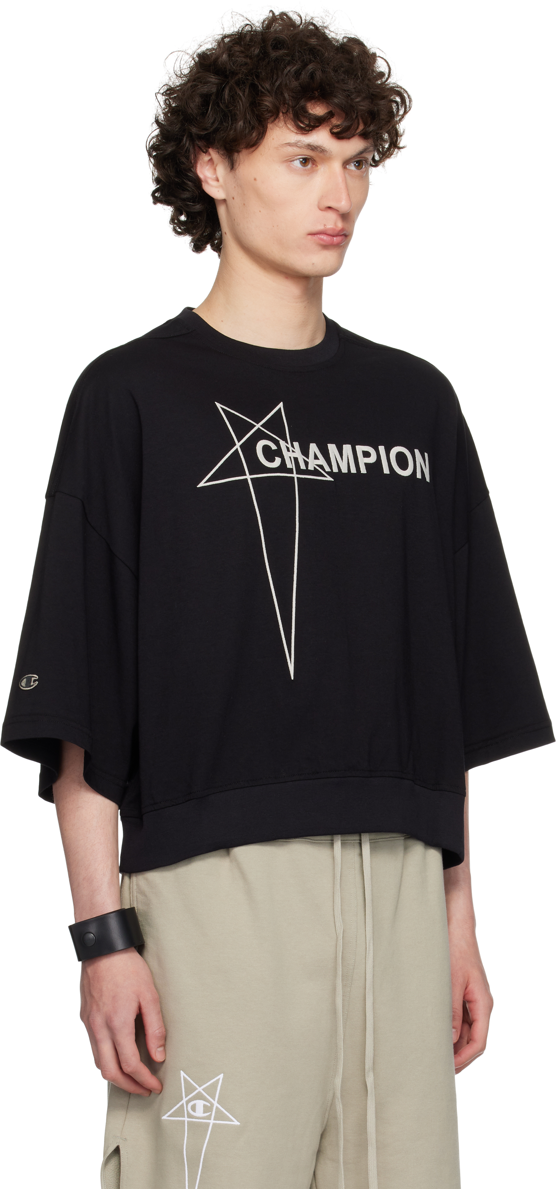 Rick Owens Champion Tommy Oversized Logo-embroidered Cotton-jersey T-shirt