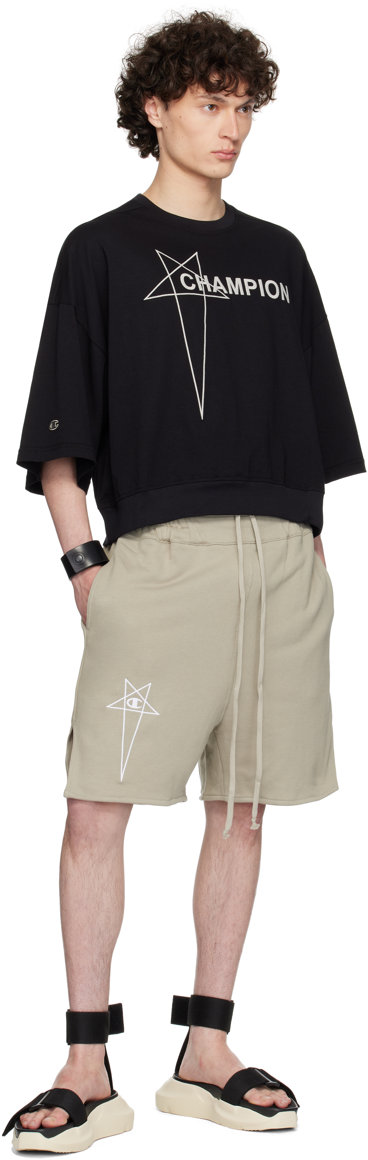 Rick Owens Champion Tommy Oversized Logo-embroidered Cotton-jersey T-shirt