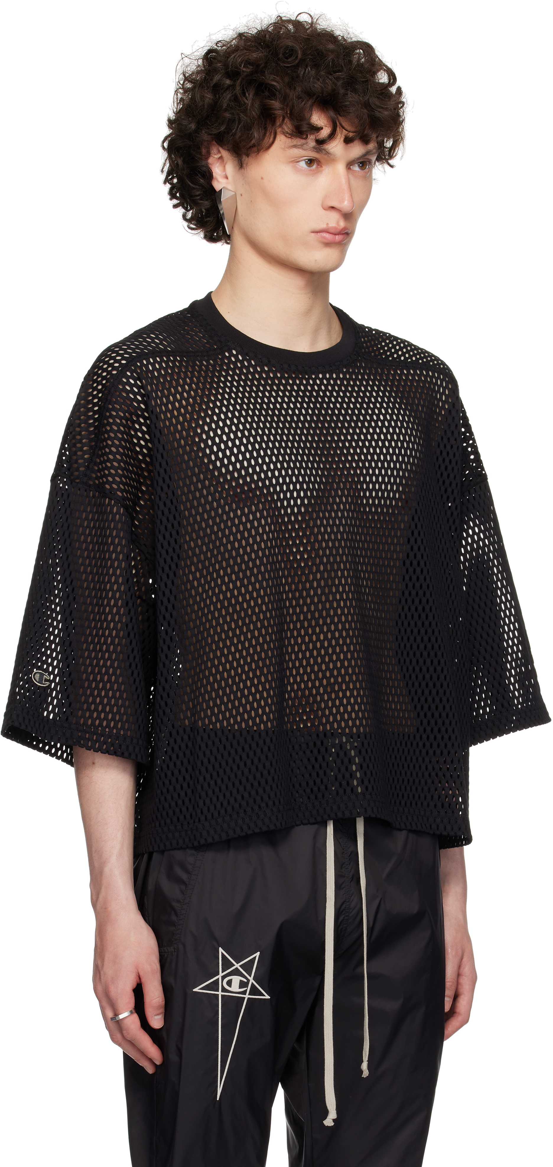 Rick Owens Black Champion Edition Tommy Cropped T-shirt