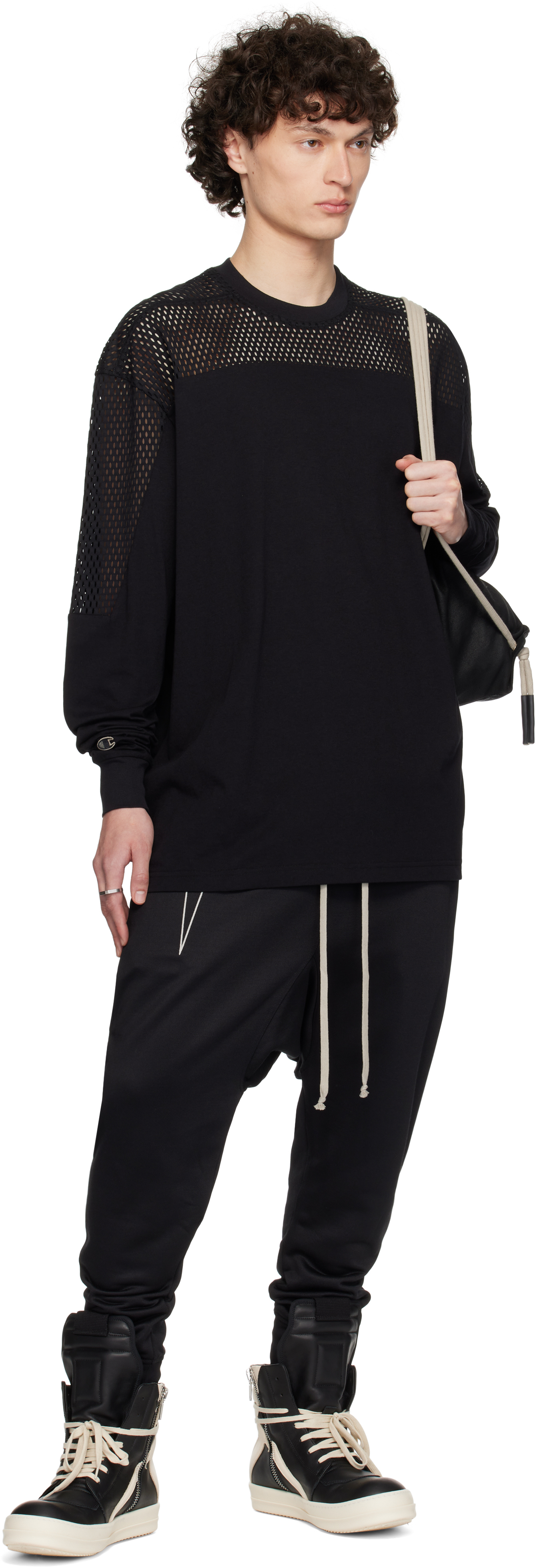 Rick Owens Black Champion Edition Girdered T-shirt