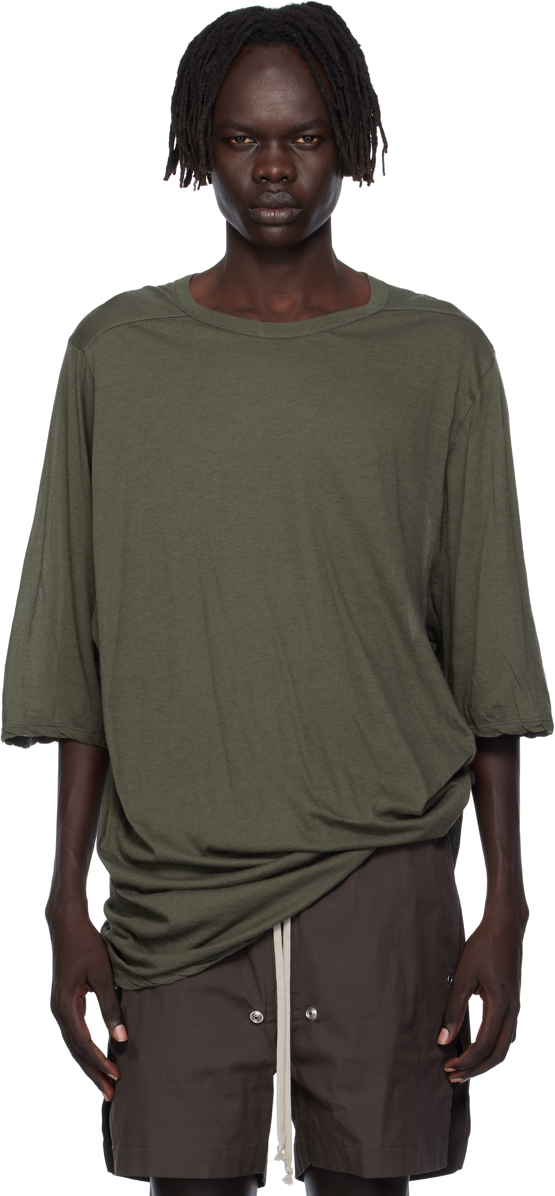 Rick Owens Khaki Concordians Jumbo T-shirt In Green