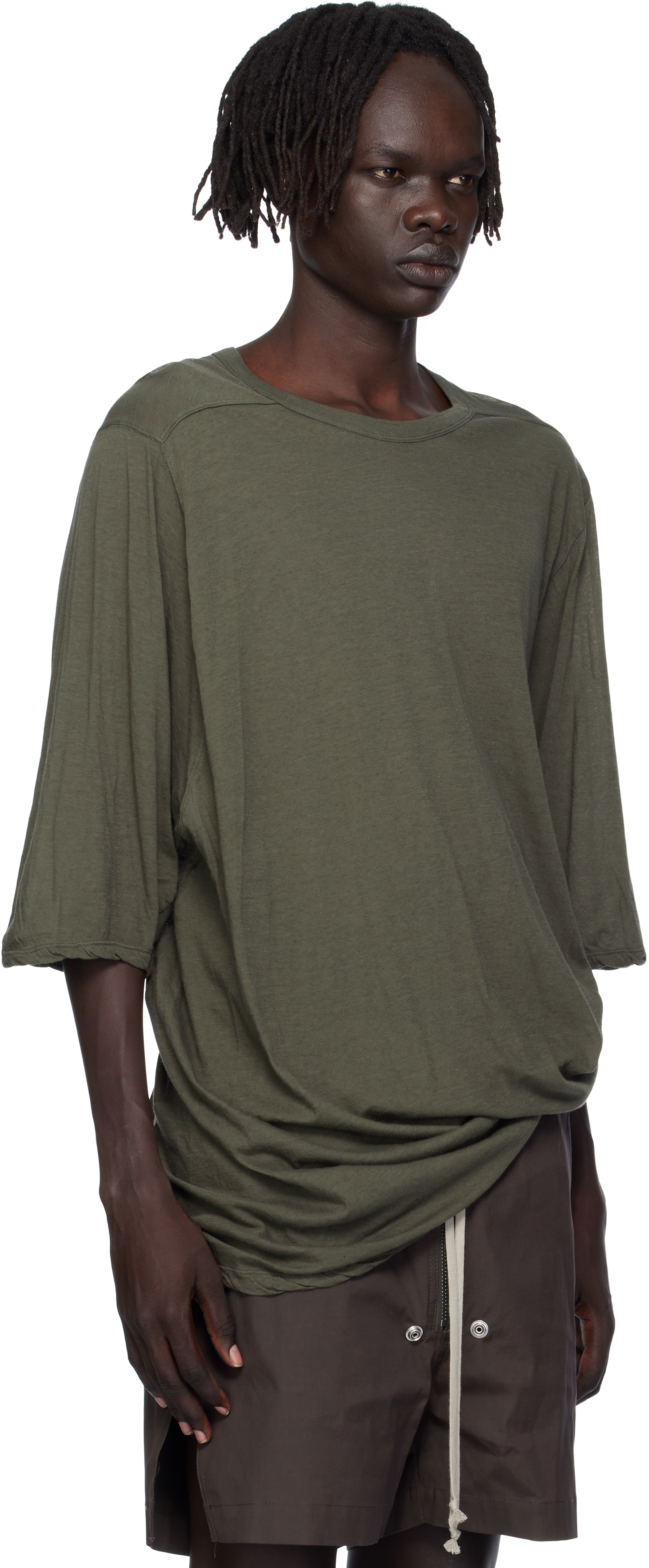 Rick Owens Khaki Concordians Jumbo T-shirt In Green