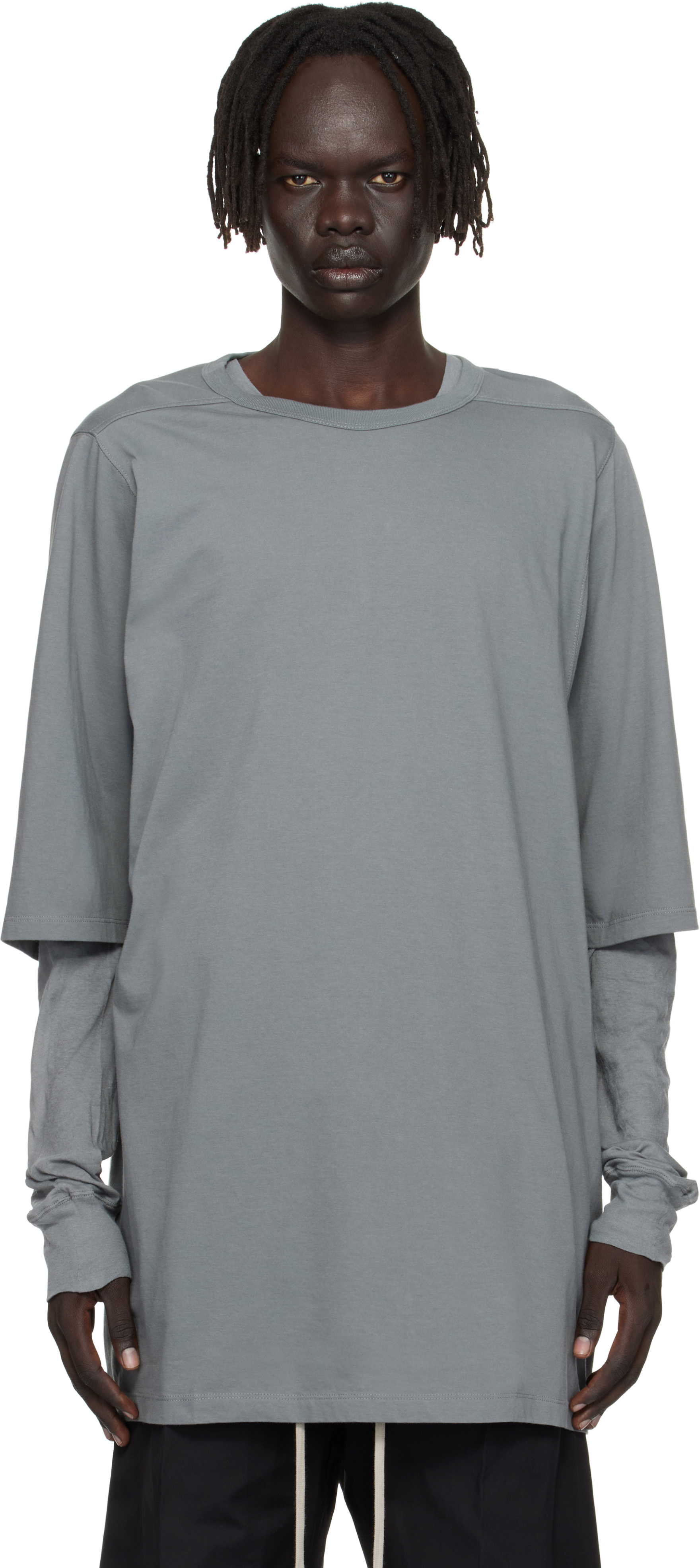 Rick Owens Gray Concordians Basic Ls T-shirt In Gray