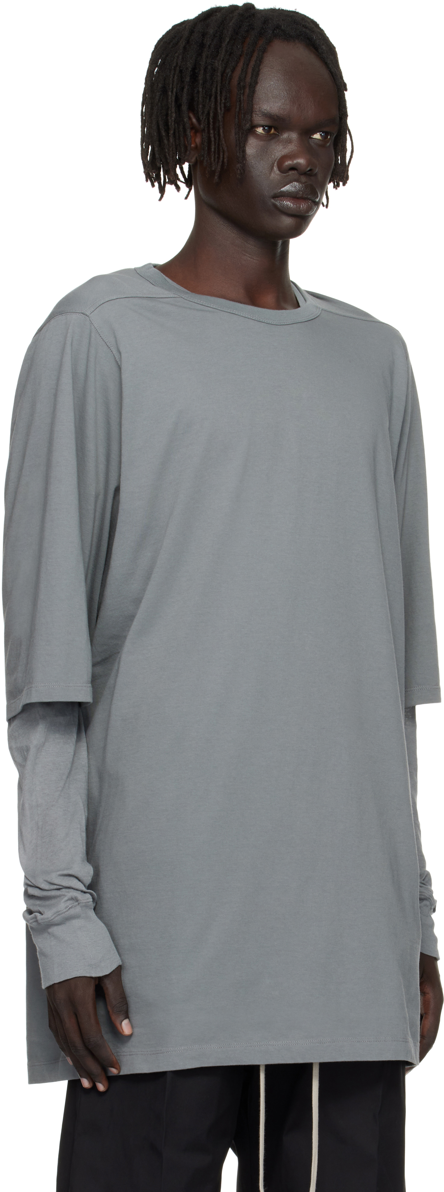 Rick Owens Gray Concordians Basic Ls T-shirt In Gray