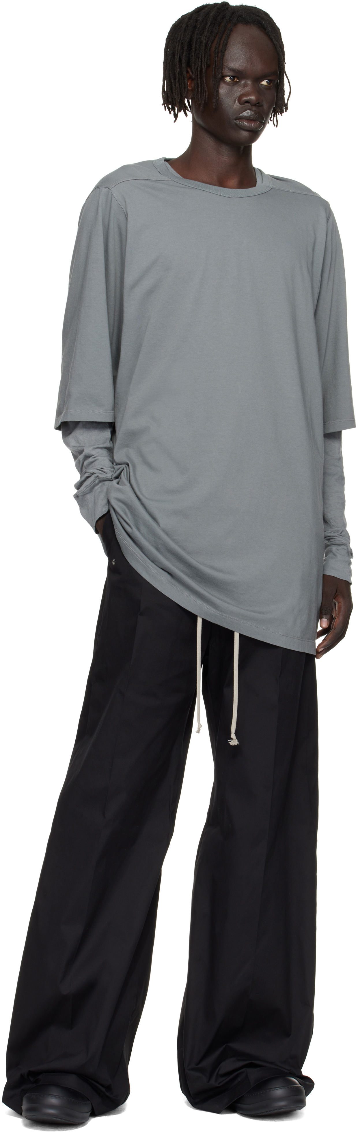 Rick Owens Gray Concordians Basic Ls T-shirt In Gray
