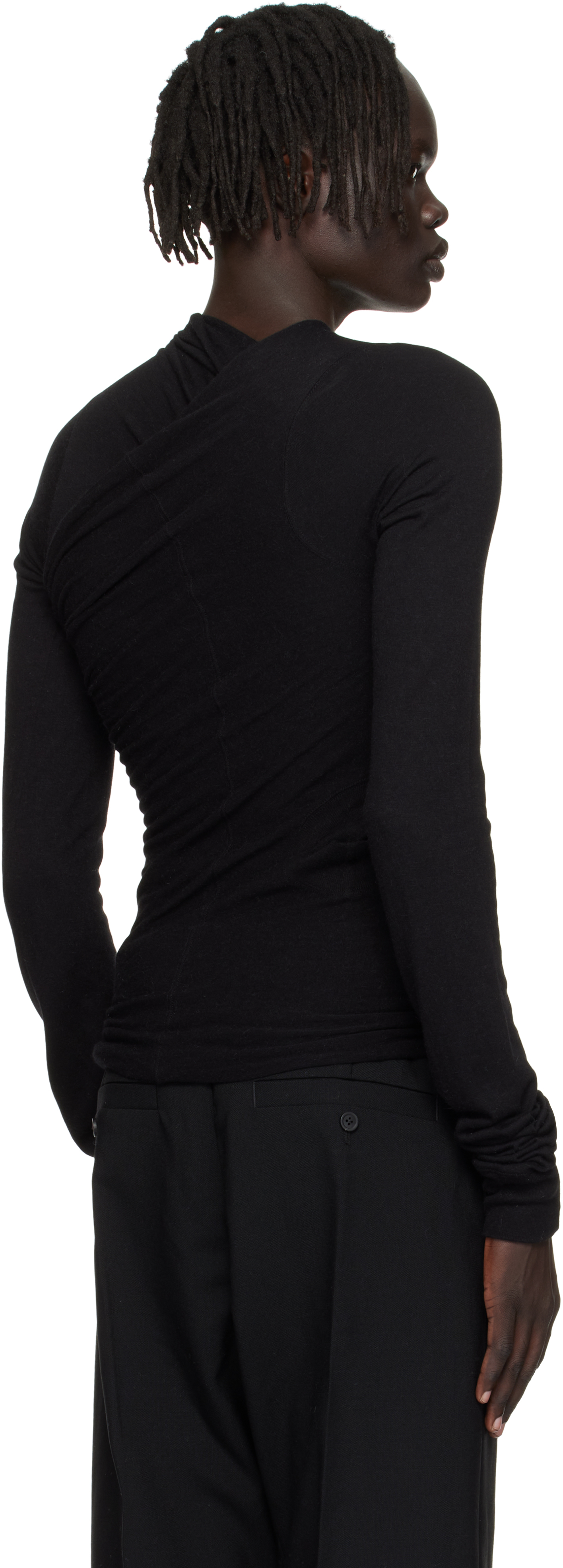 Rick Owens Black Concordians Hollywood Banana Ls T-shirt In Black